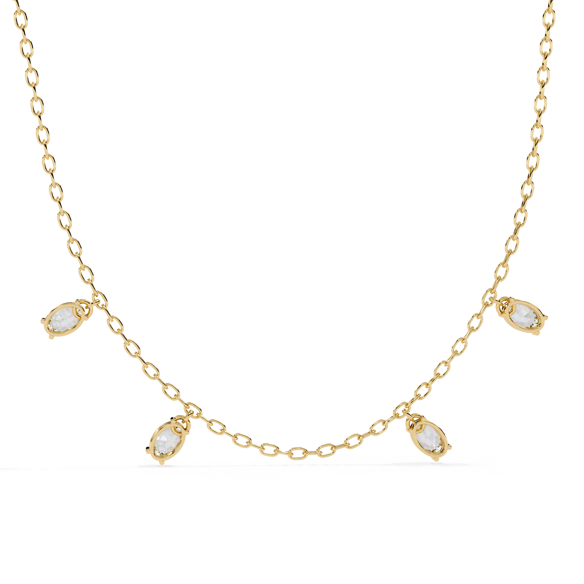 Lab Grown Diamond Oval Shape Simple Necklace