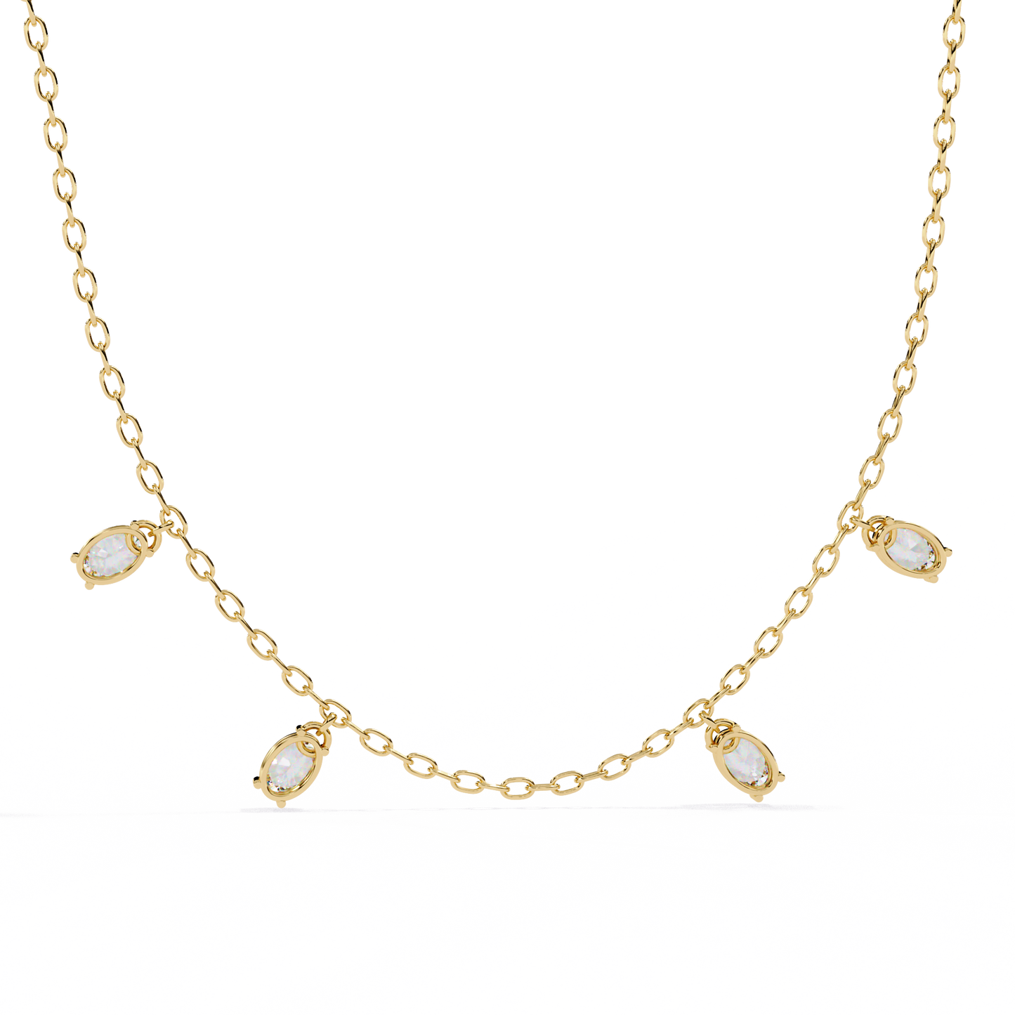 Lab Grown Diamond Oval Shape Simple Necklace