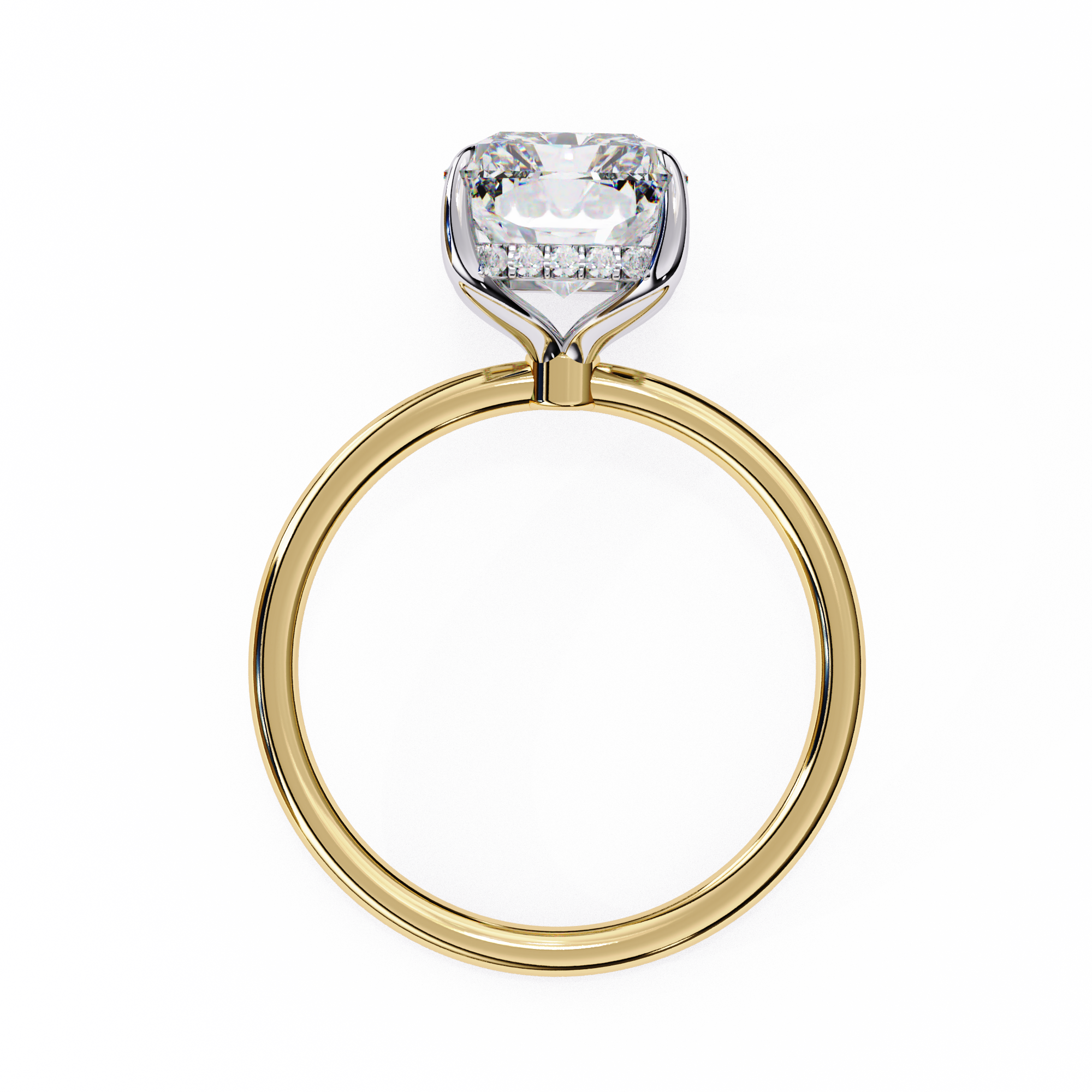 Emerald Solitaire Ring with Hidden Halo