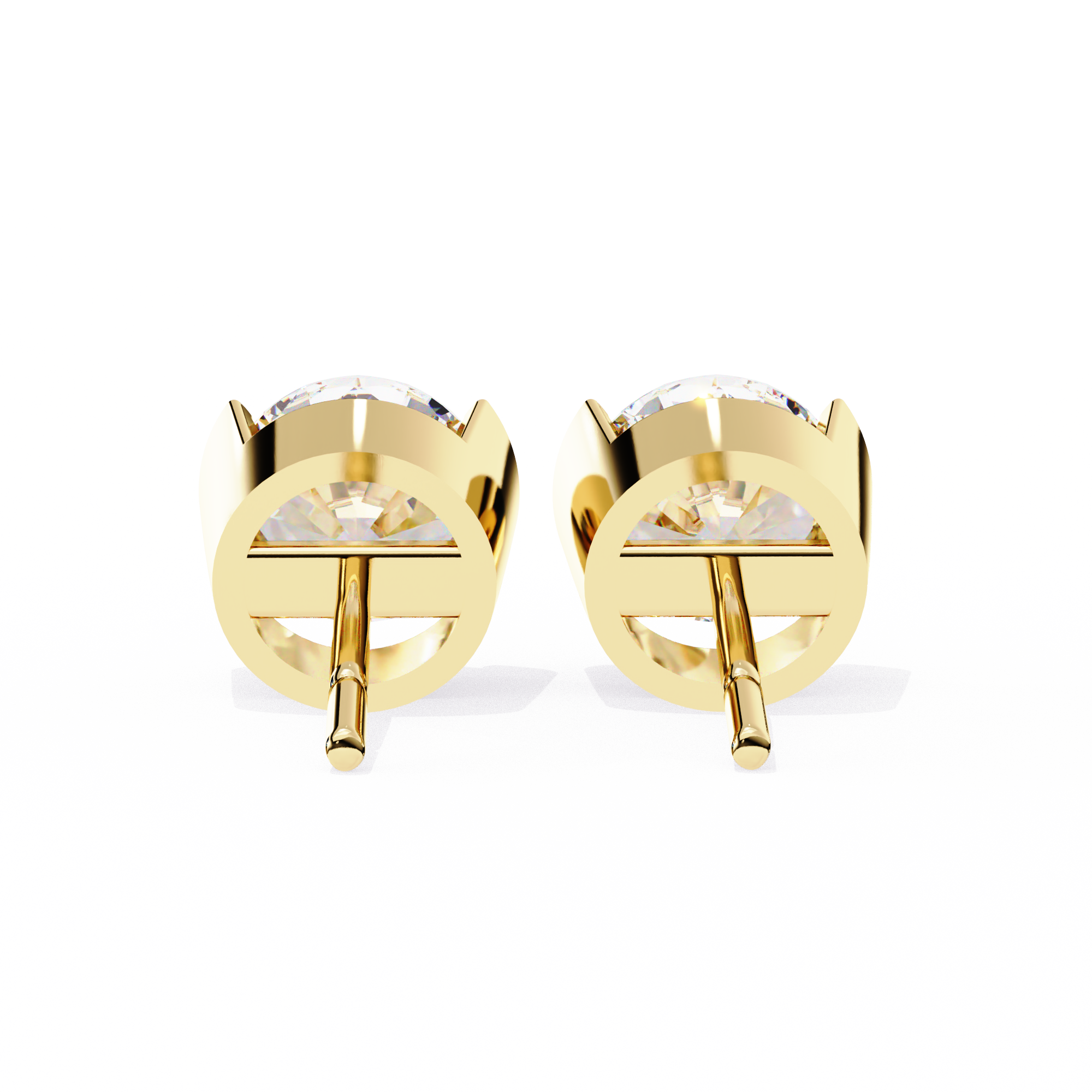 Round Cut Half Bezel Diamond Studs