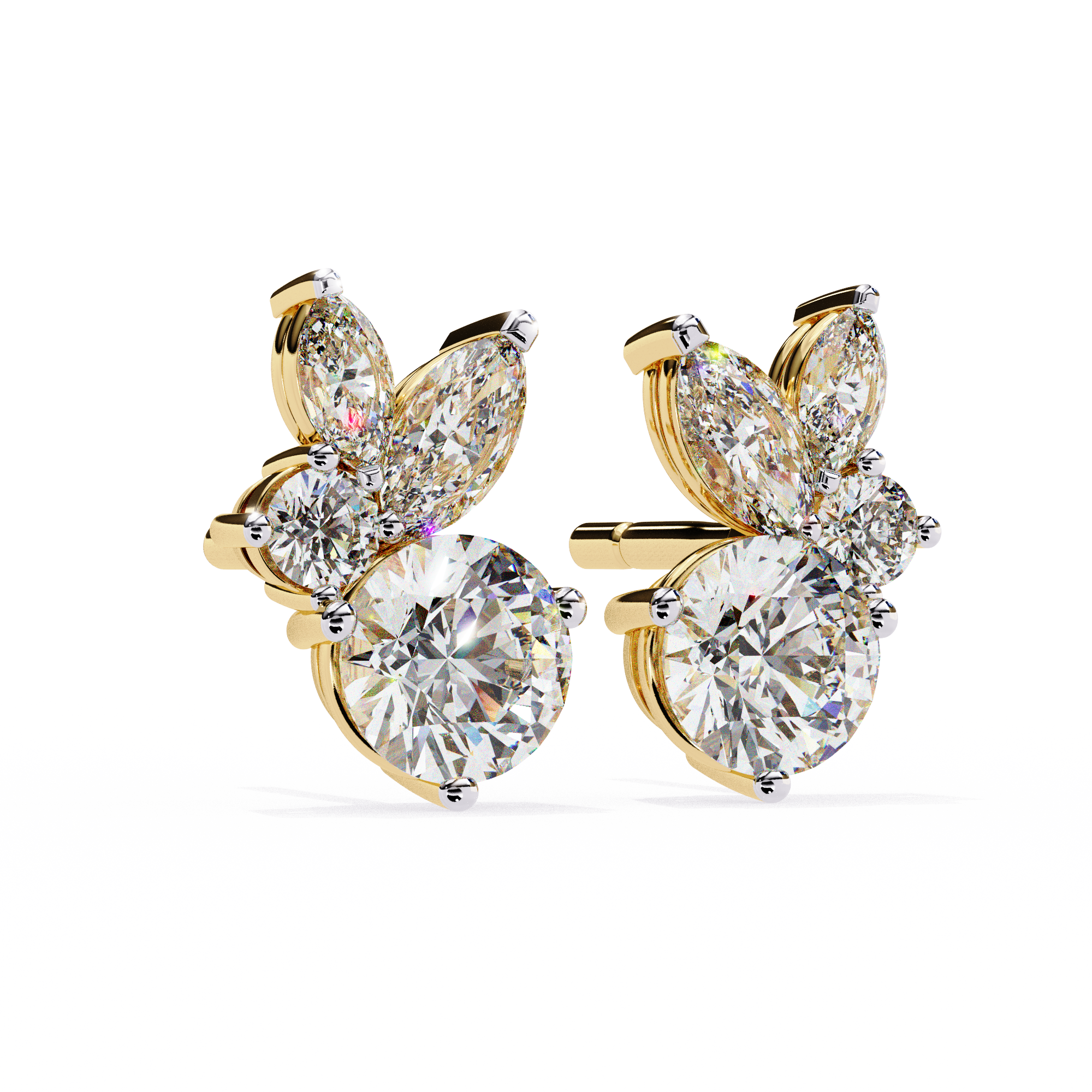 Round and Marquise Cluster Studs