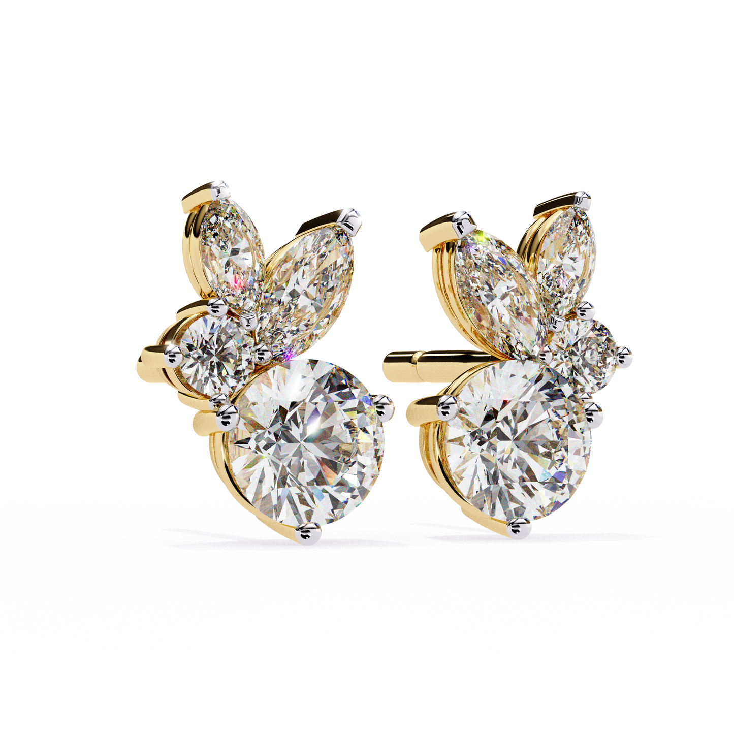 Round and Marquise Cluster Studs