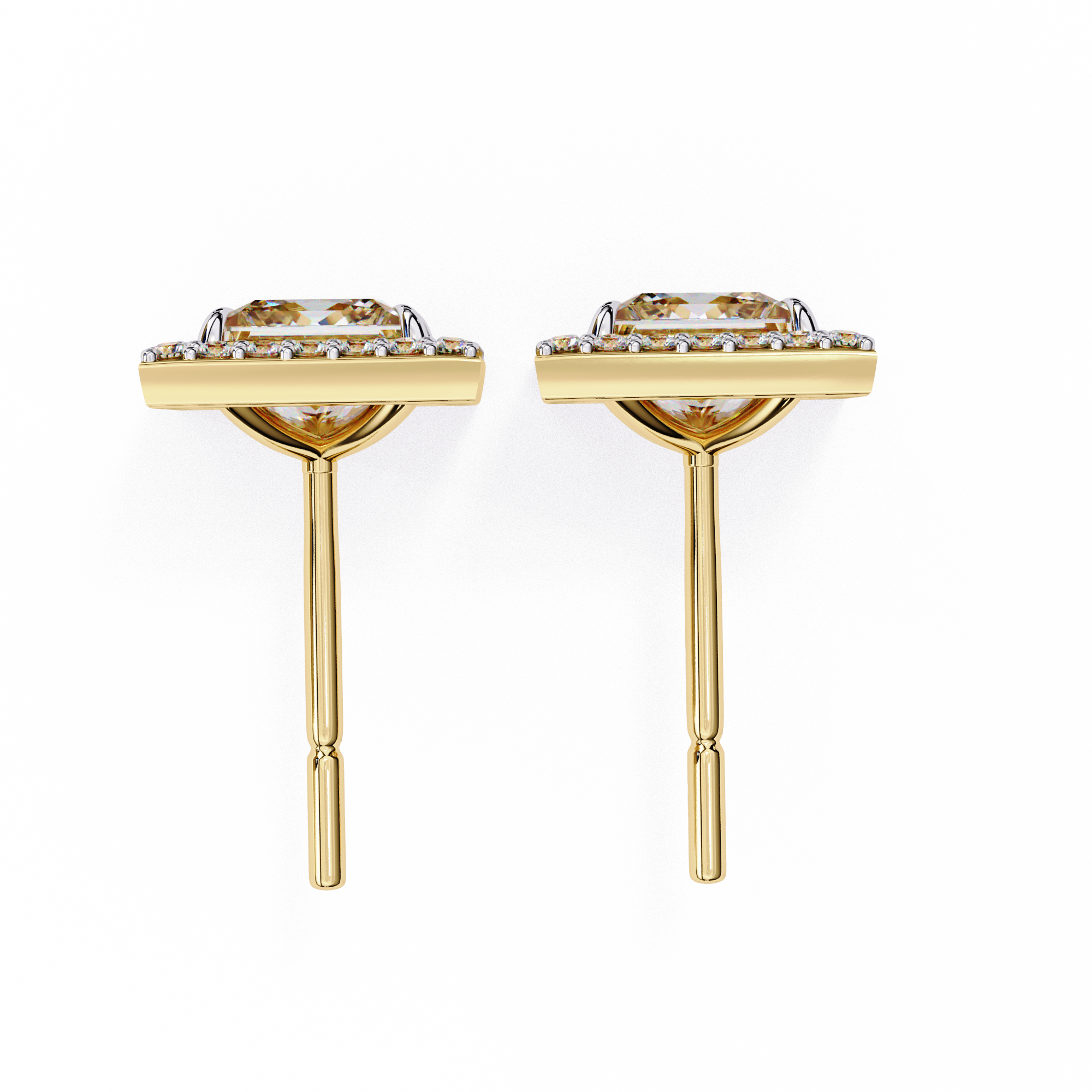 Allure Princess Halo Diamond Earrings Stud