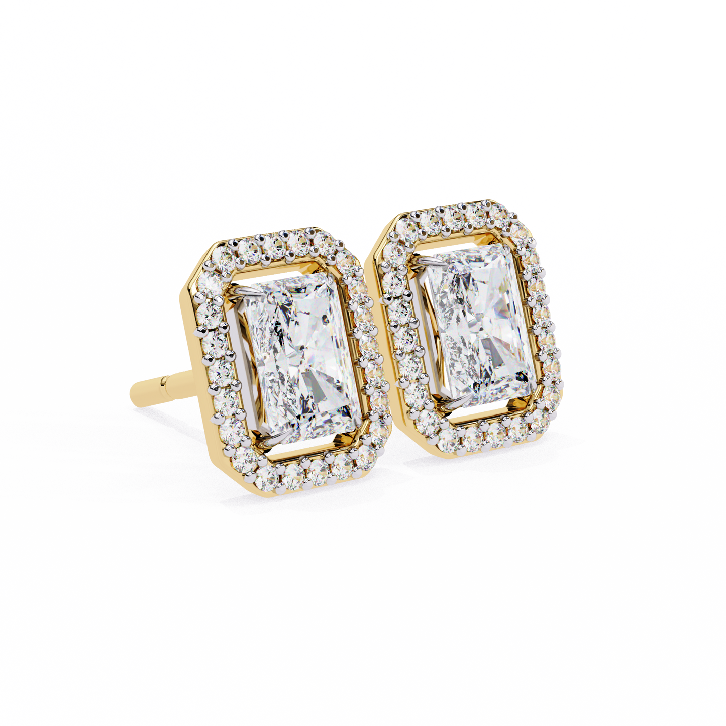 Lab Grown Diamond Earring Studs Radiant Stone