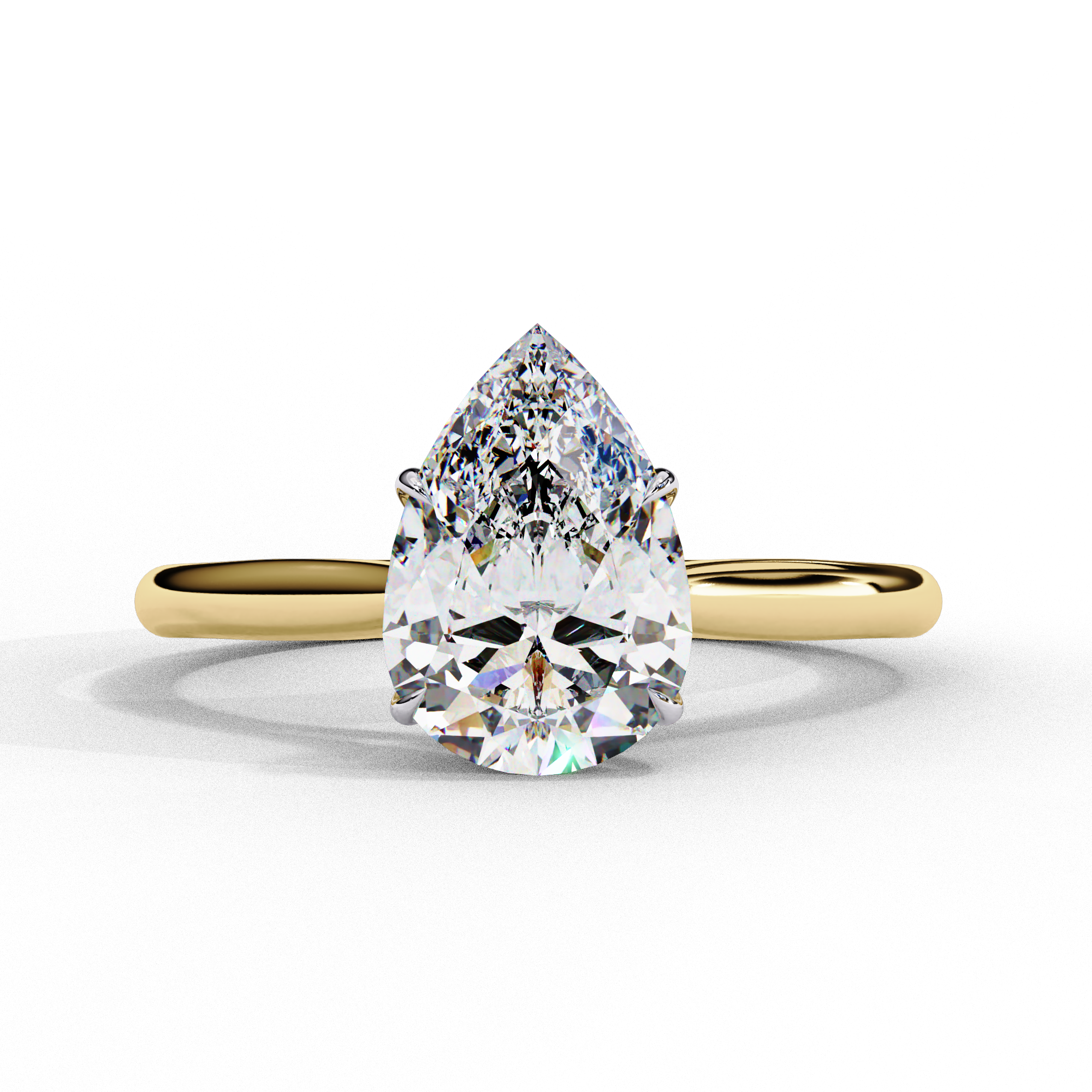 Pear Cut Lab Grown Diamond Solitaire Diamond Engagement Ring