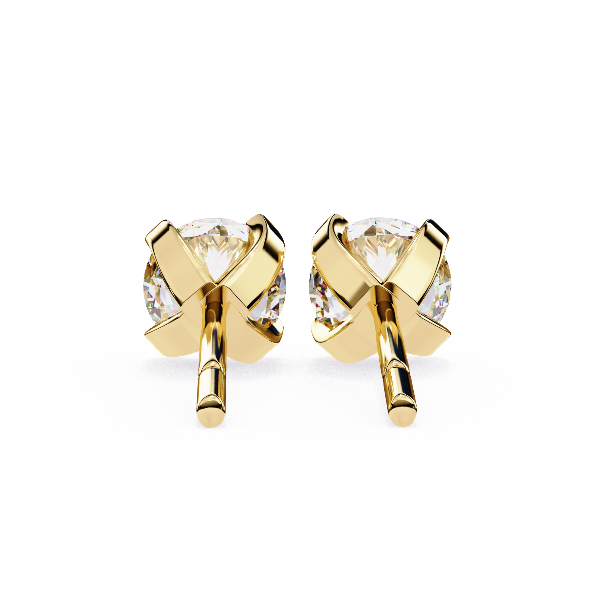 Round Cut Diamond 4 Prong Stud Earrings