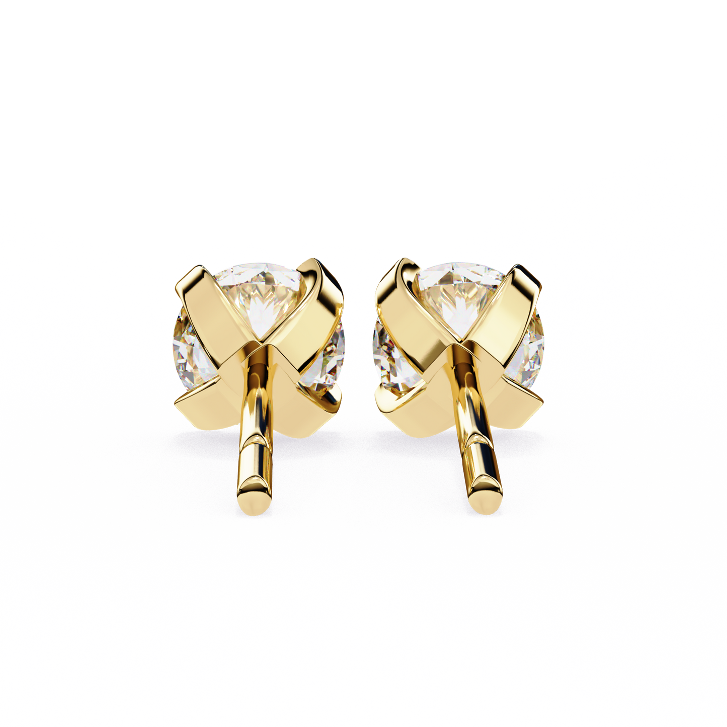 Round Cut Diamond 4 Prong Stud Earrings