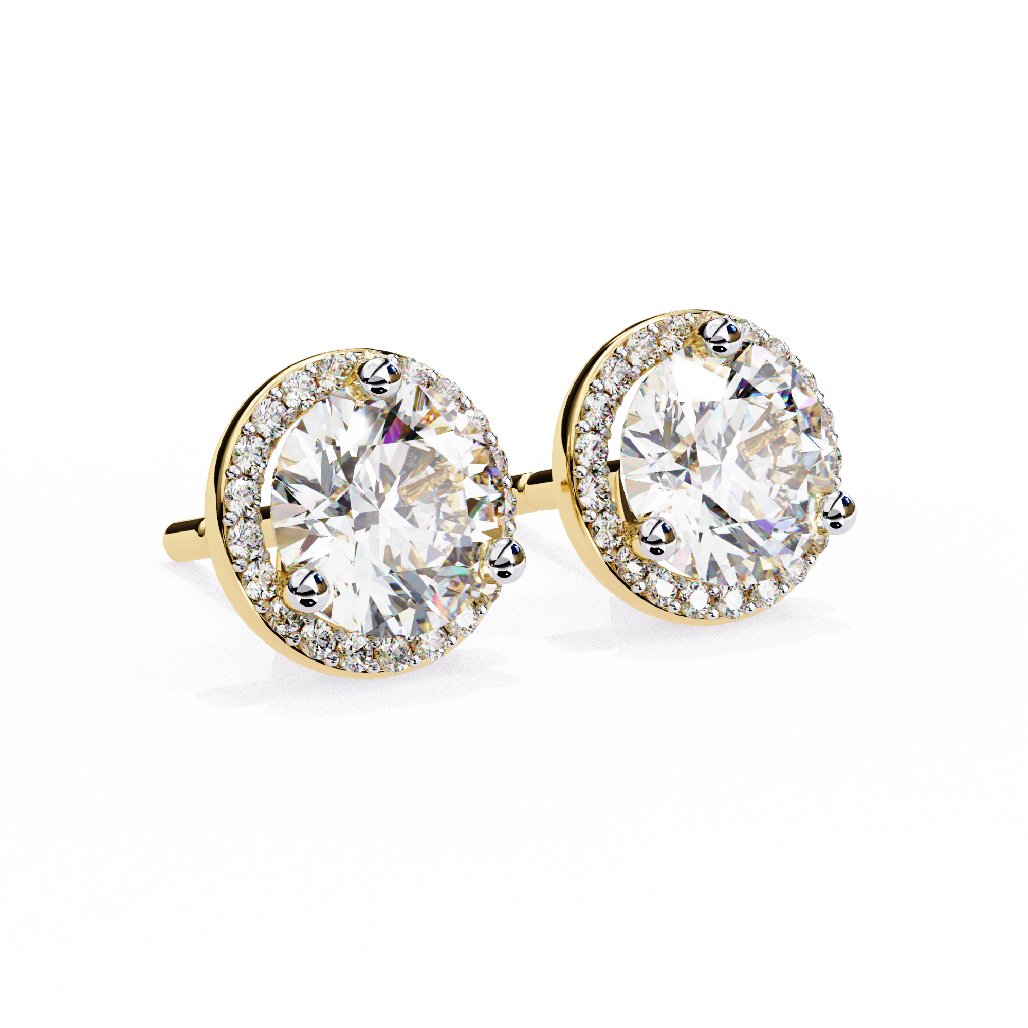 Lab Grown Diamond Round Halo Studs Earrings