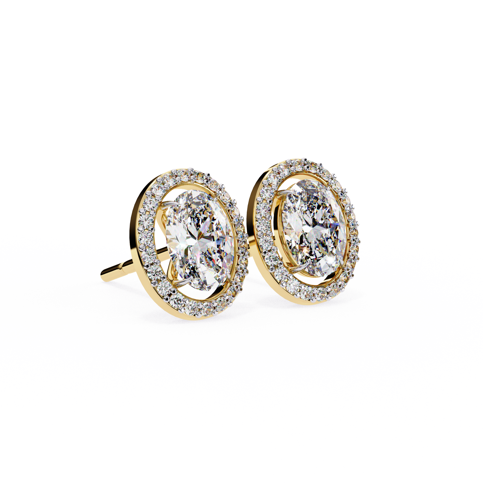 Lab Grown Diamond Solitaire Earring Oval Shape Stud