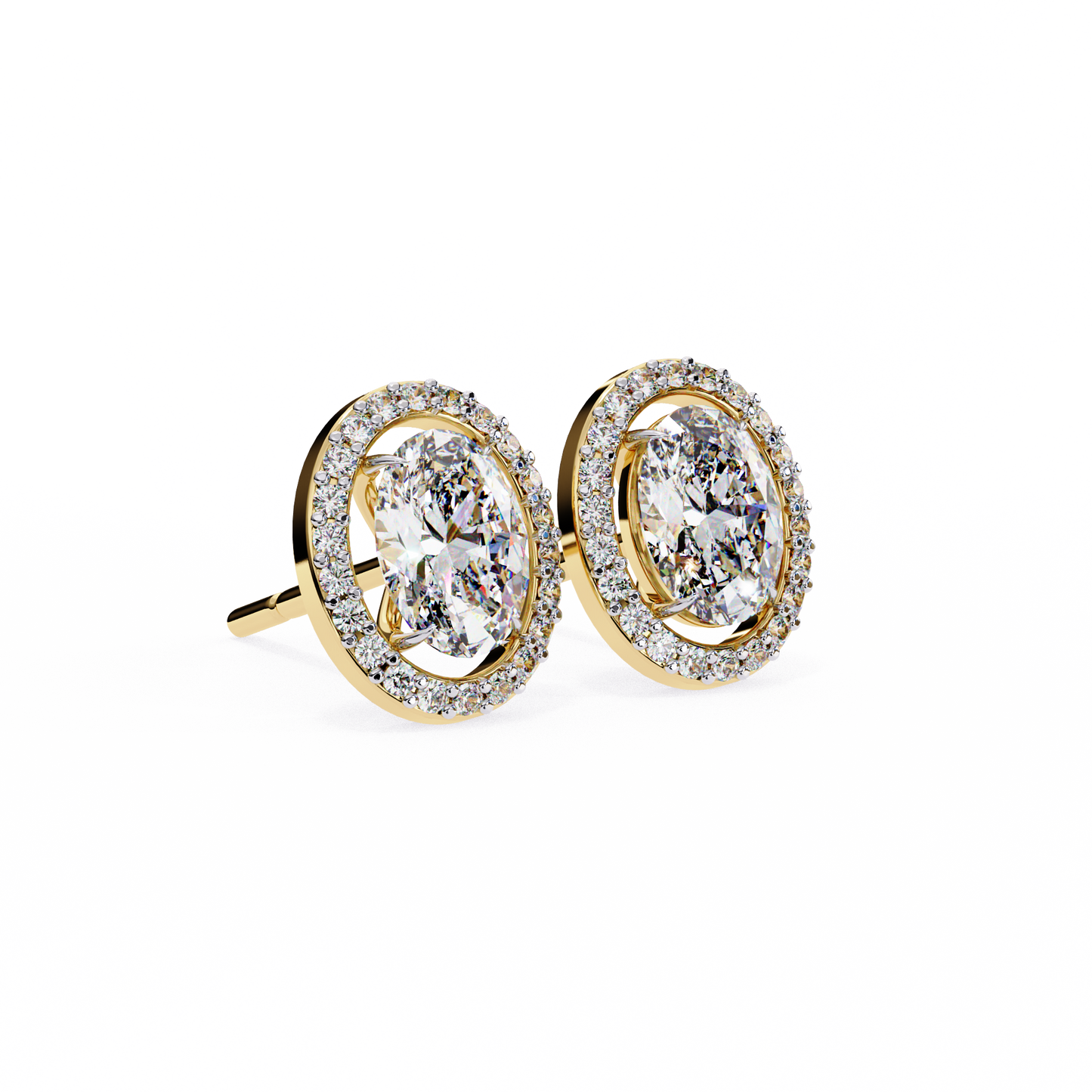 Lab Grown Diamond Solitaire Earring Oval Shape Stud