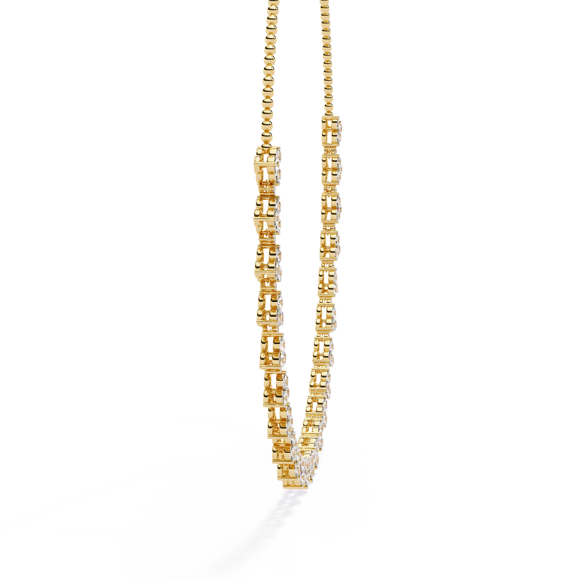 LAB GROWN 3 Stone Gold Diamond Women Necklace
