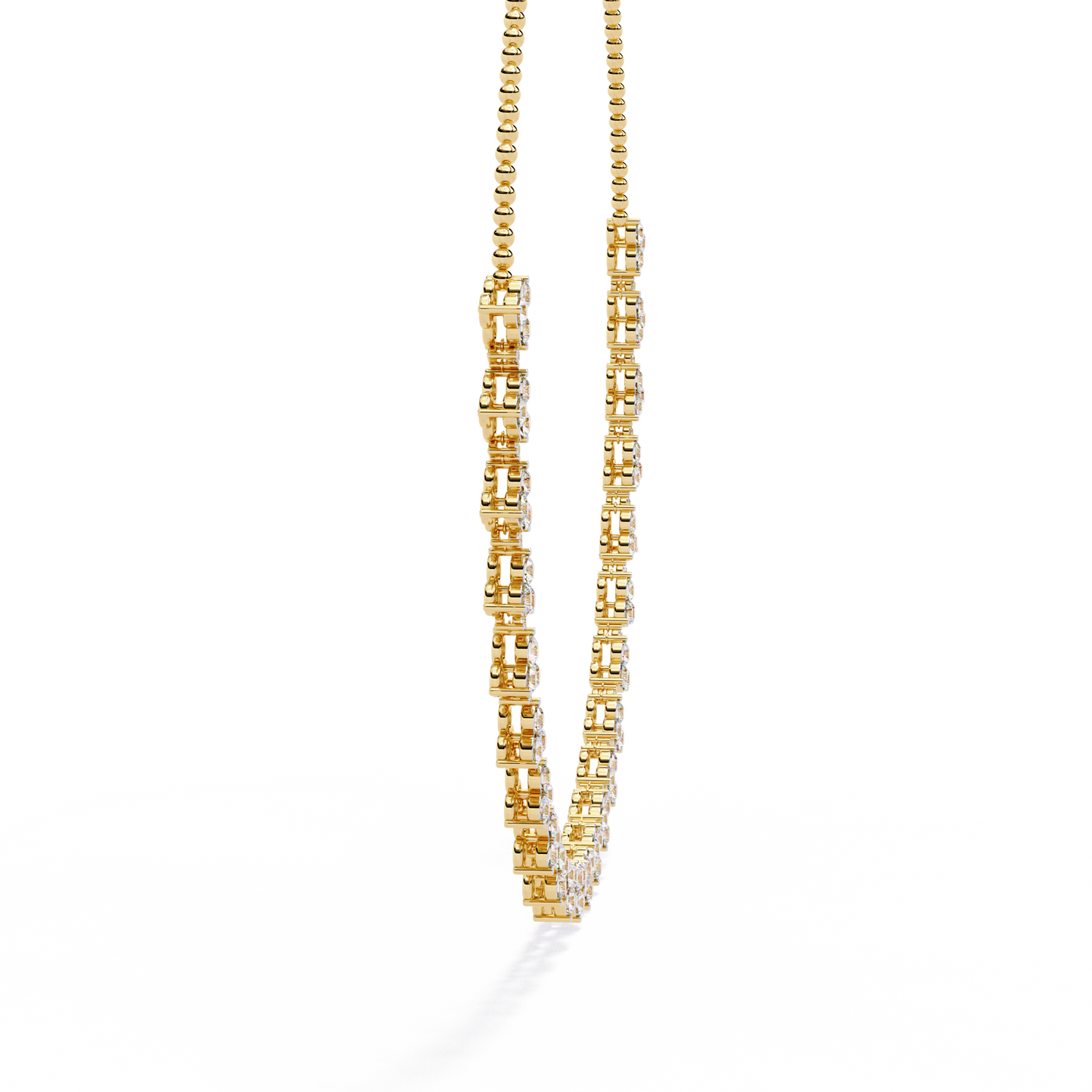 LAB GROWN 3 Stone Gold Diamond Women Necklace