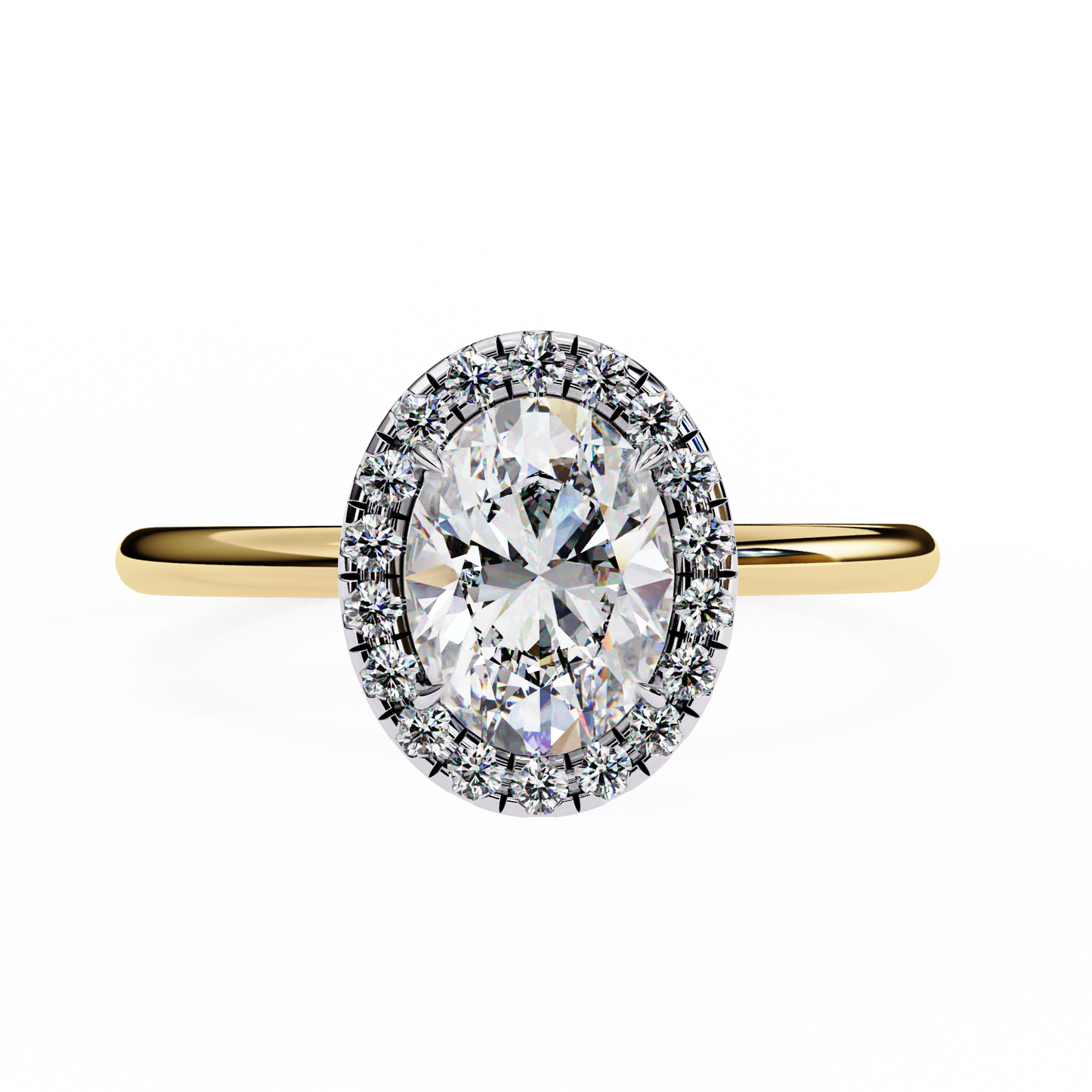 Lab Grown Oval Diamond Halo Engagement Rings