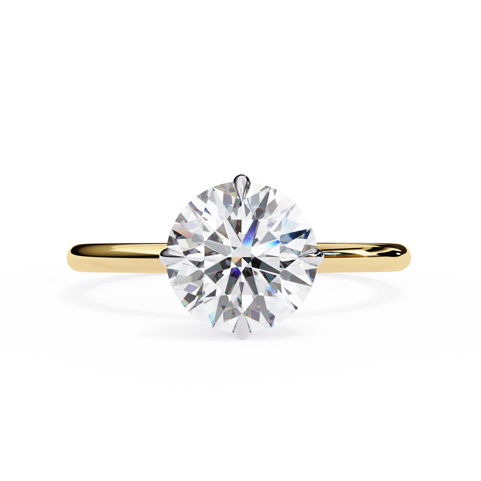 Gold Round Brilliant Diamond Solitaire Ring, Classic Elegance