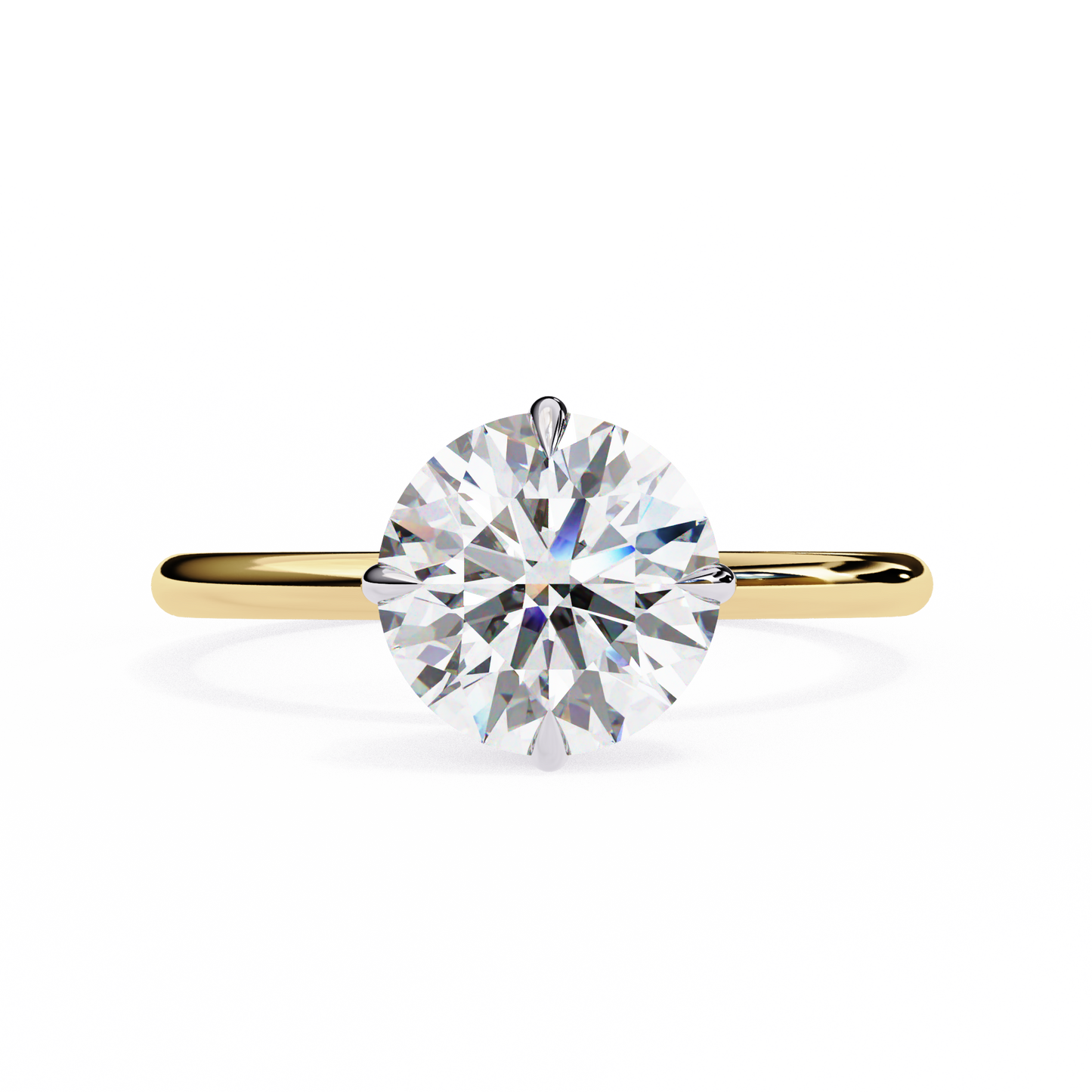 Gold Round Brilliant Diamond Solitaire Ring, Classic Elegance