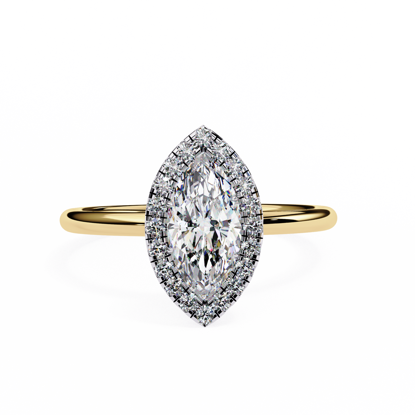 Lab Grown Marquise Diamond Halo Engagement Rings