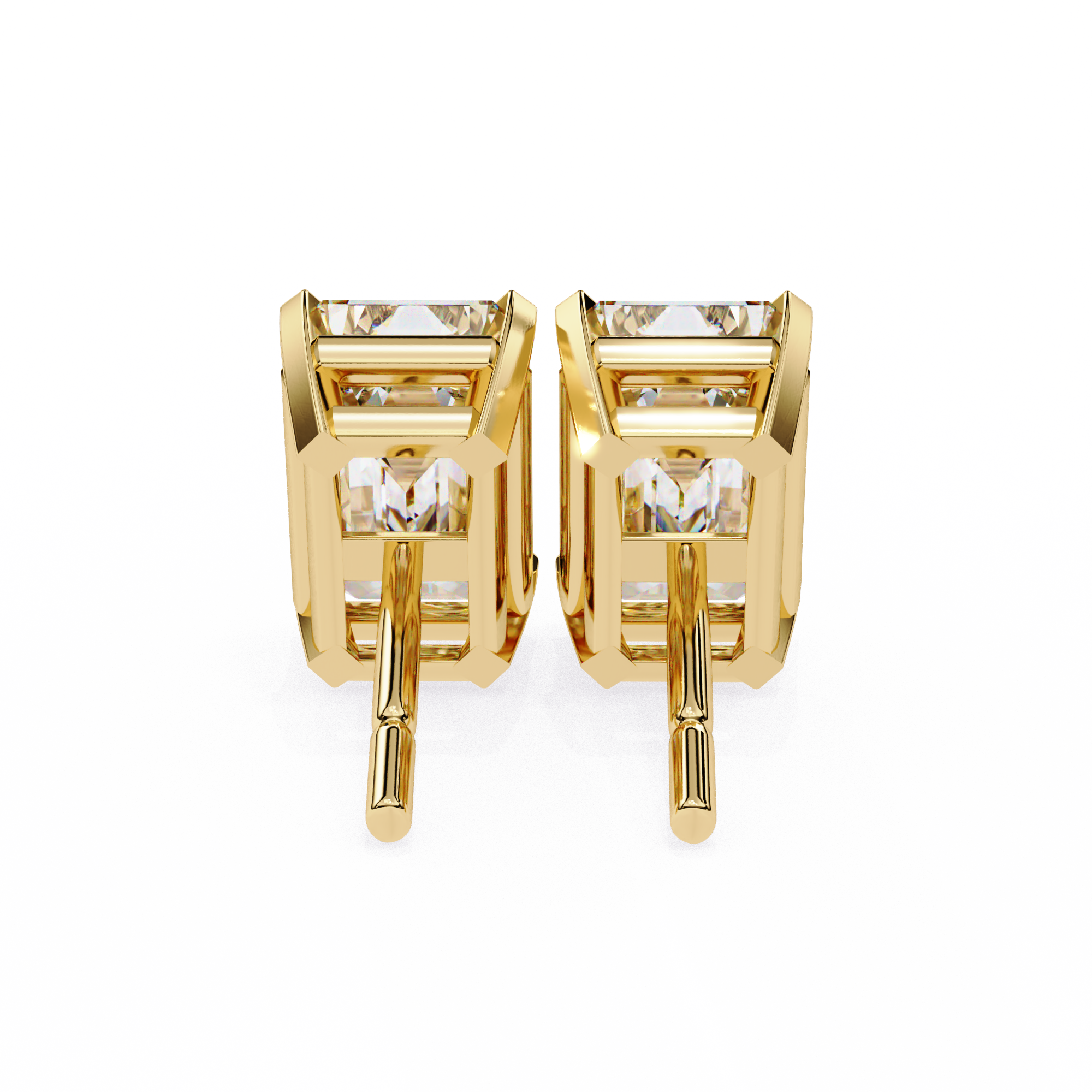 Emerald Cut Lab Diamond Solitaire Studs