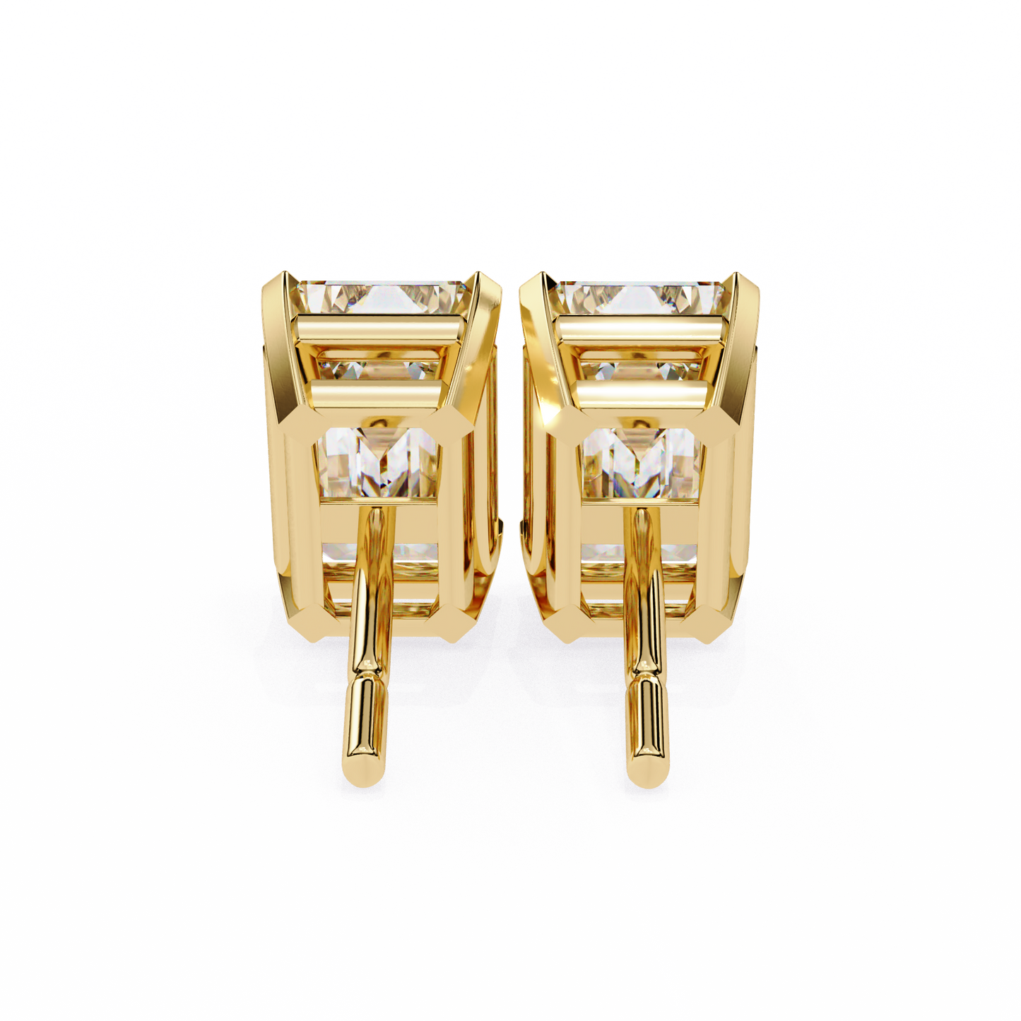 Emerald Cut Lab Diamond Solitaire Studs
