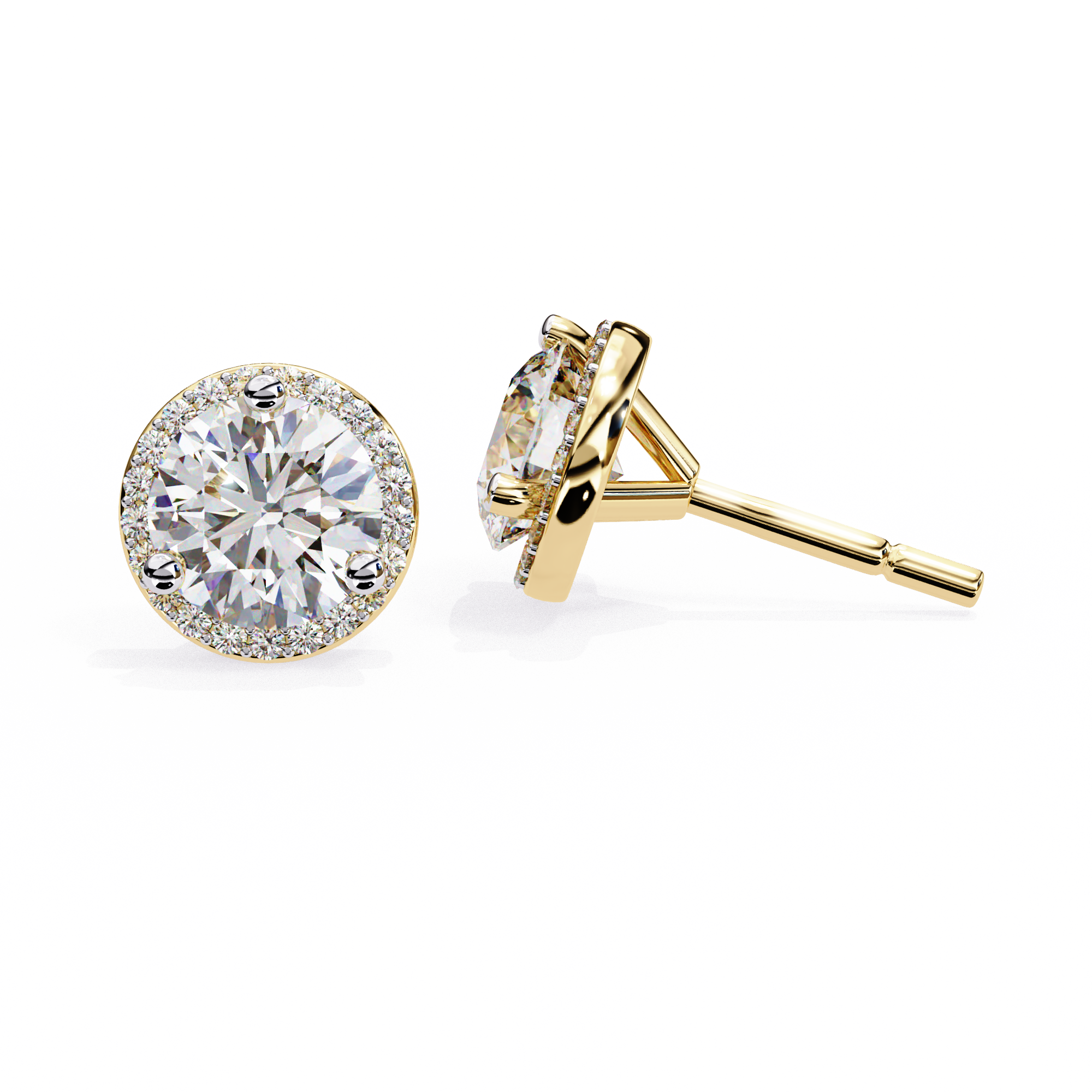 Lab Grown Diamond Round Halo Studs Earrings
