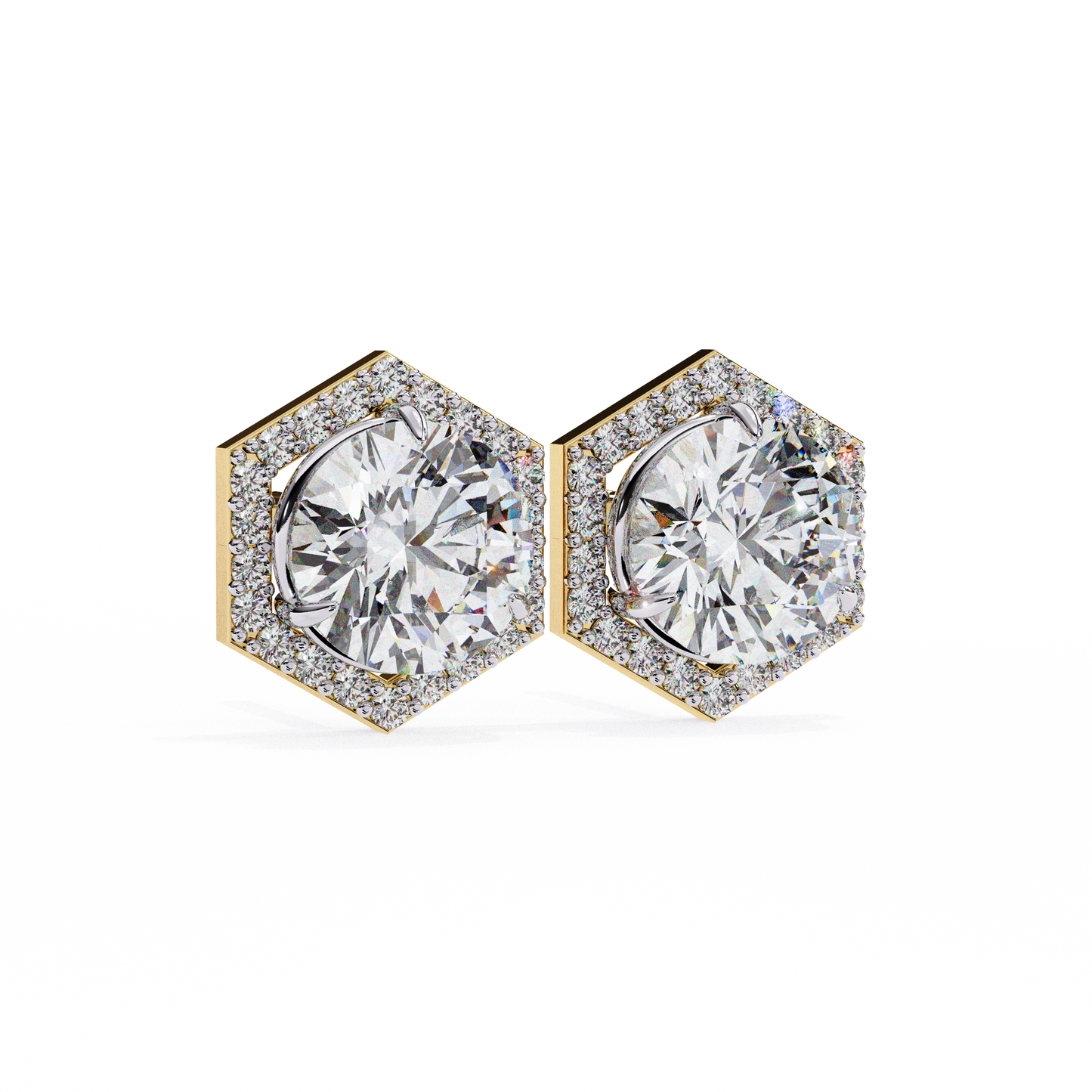 Hexa Glow Round Diamond Earrings