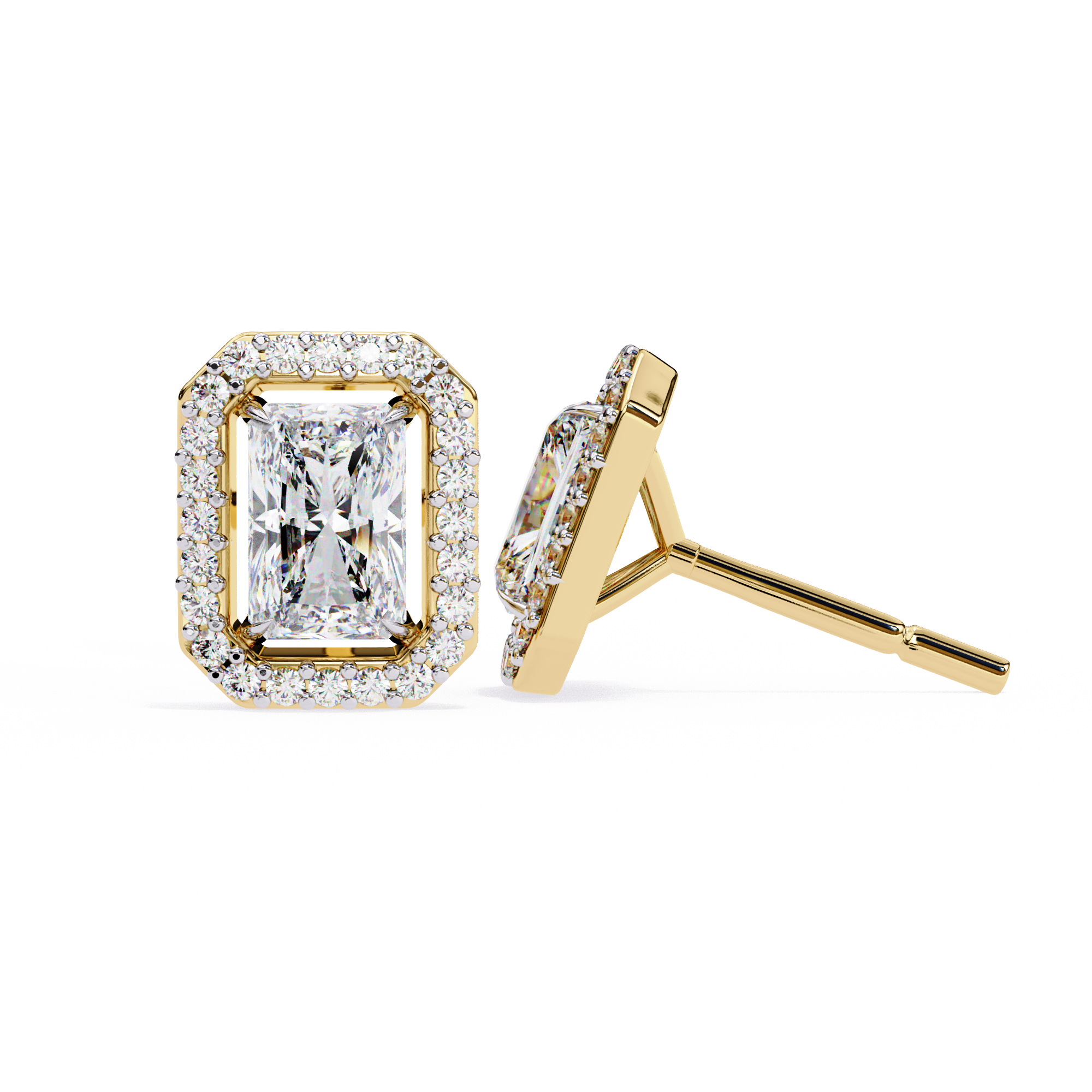 Lab Grown Diamond Earring Studs Radiant Stone