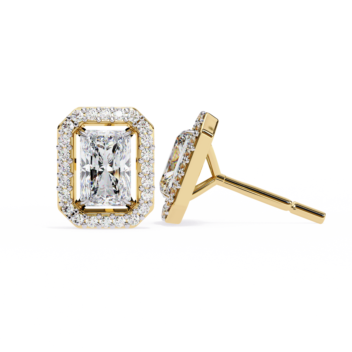 Lab Grown Diamond Earring Studs Radiant Stone