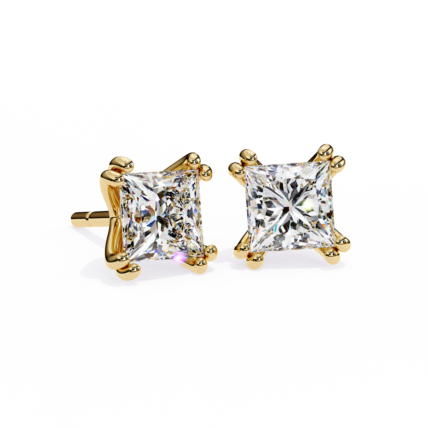 Princess Cut Lab Grown Diamond Stud Earrings