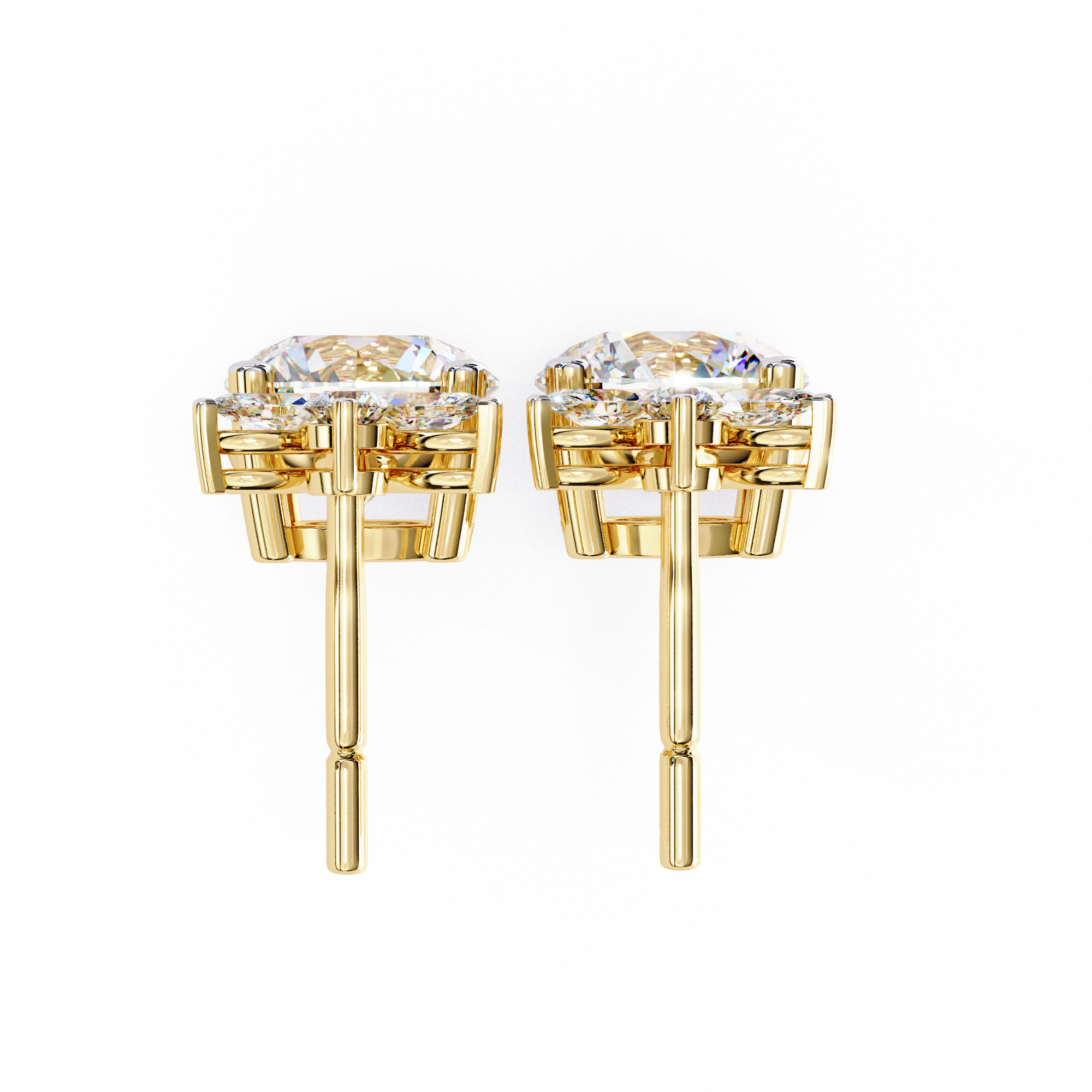 Round and Marquise Accented Lab Grown Diamond Drop Earrings