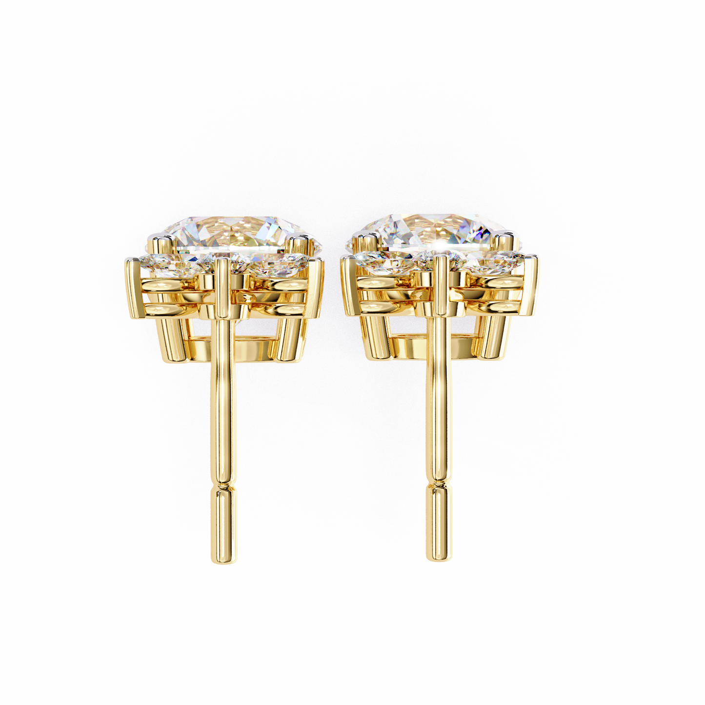 Round and Marquise Accented Lab Grown Diamond Drop Earrings