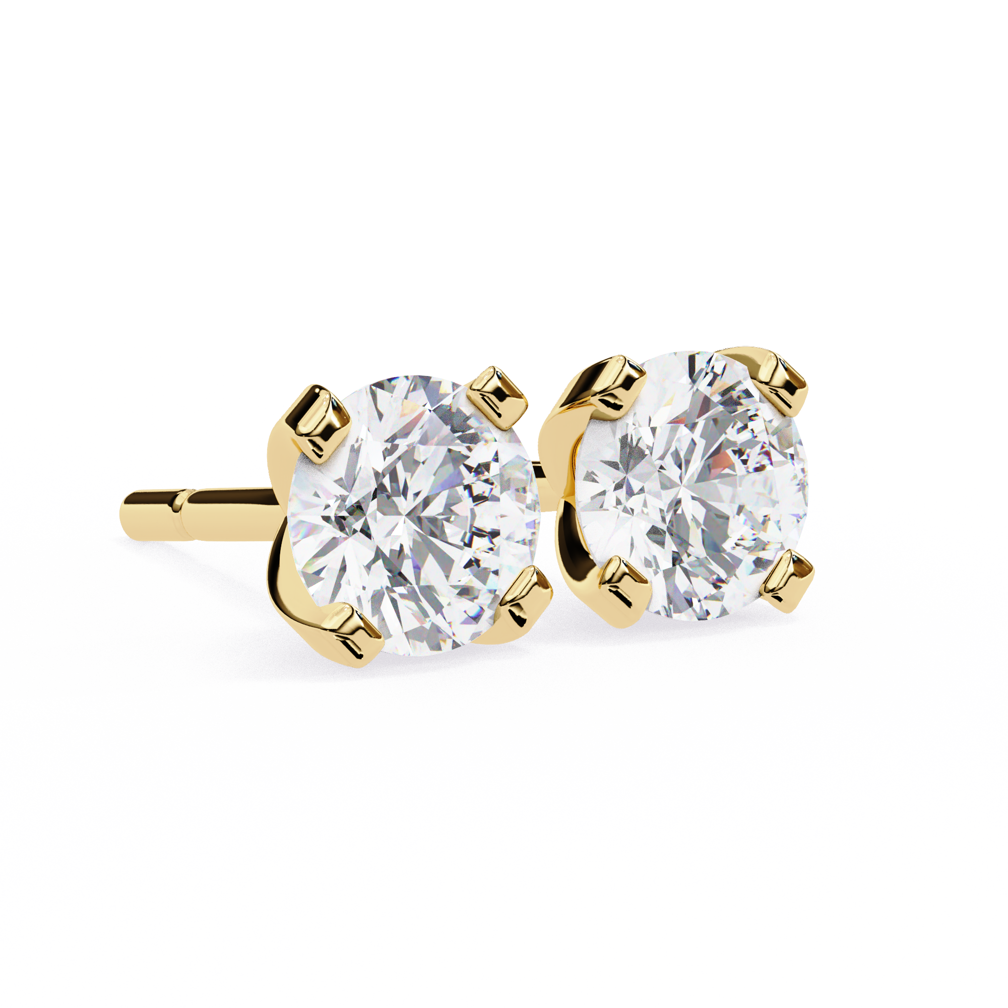 Round Cut Diamond 4 Prong Stud Earrings