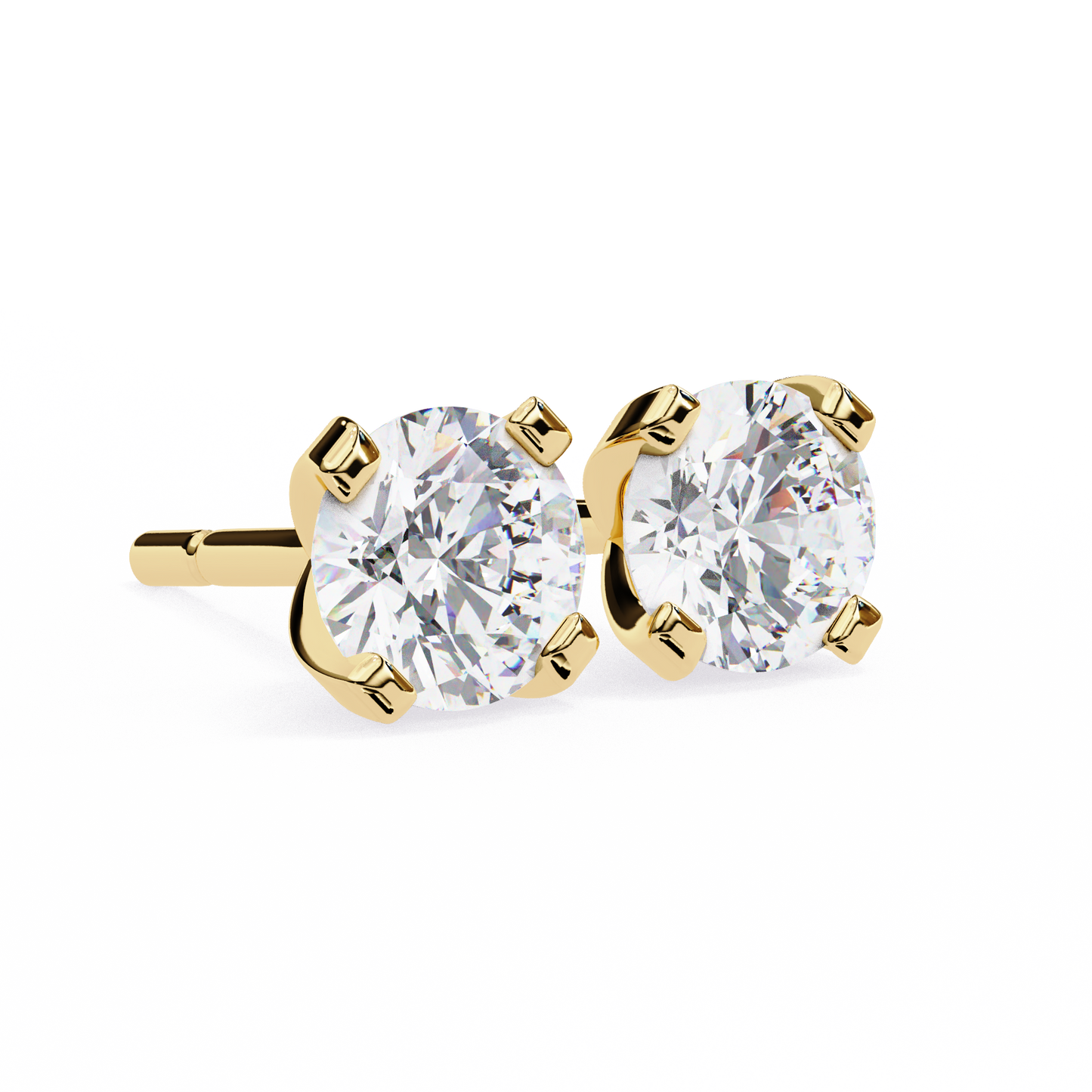 Round Cut Diamond 4 Prong Stud Earrings