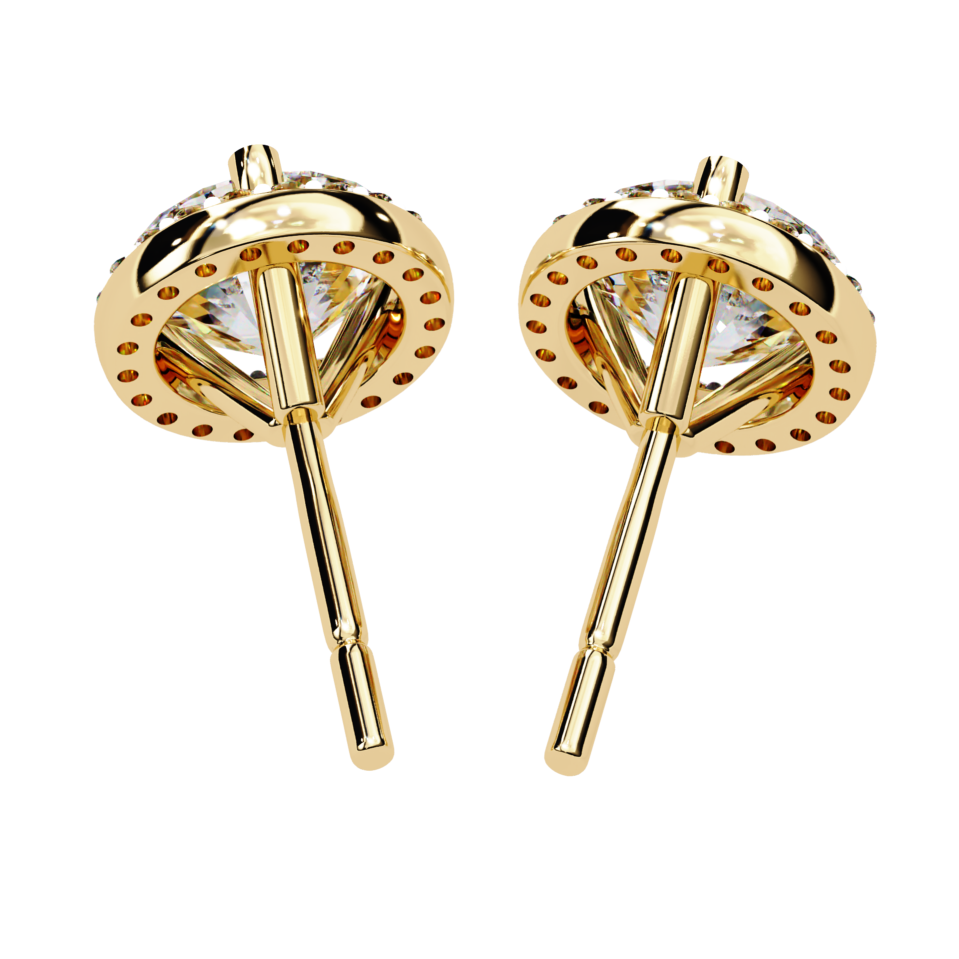 Lab Grown Diamond Round Halo Studs Earrings
