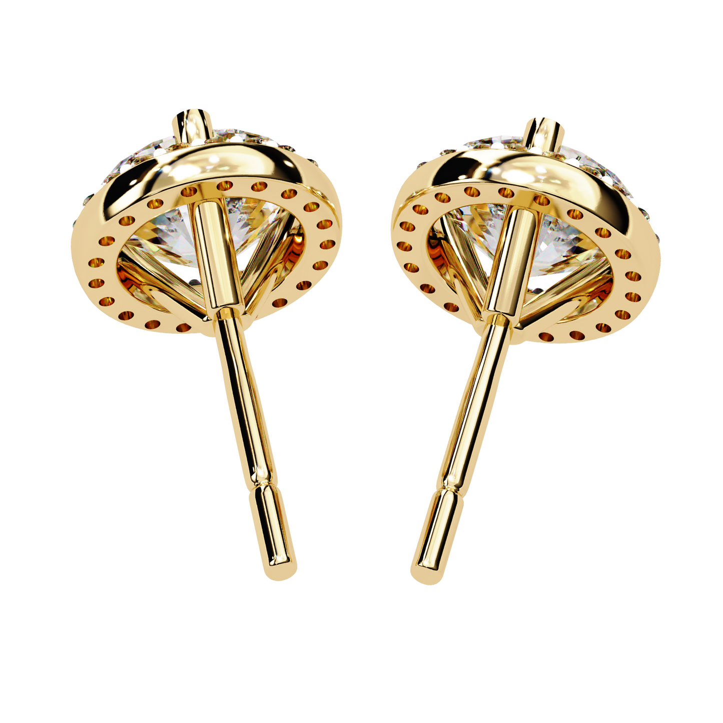 Lab Grown Diamond Round Halo Studs Earrings