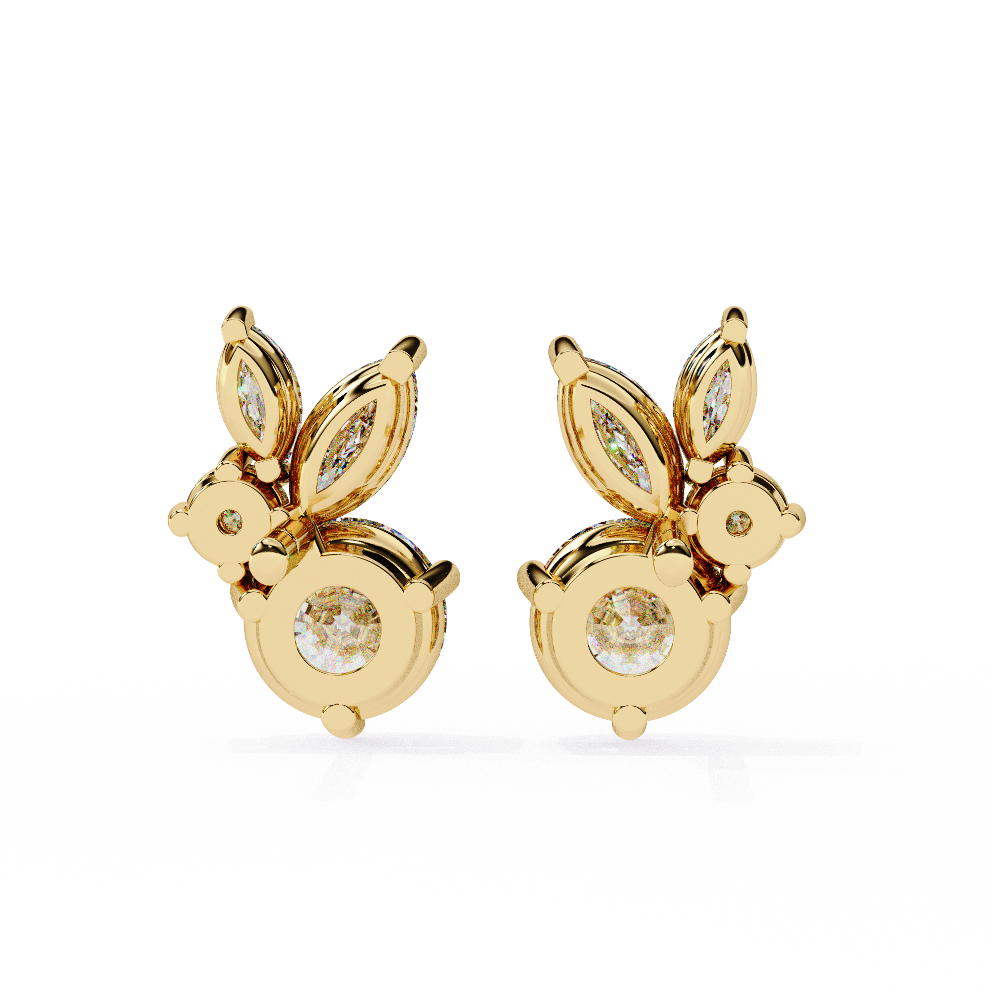 Round and Marquise Cluster Studs