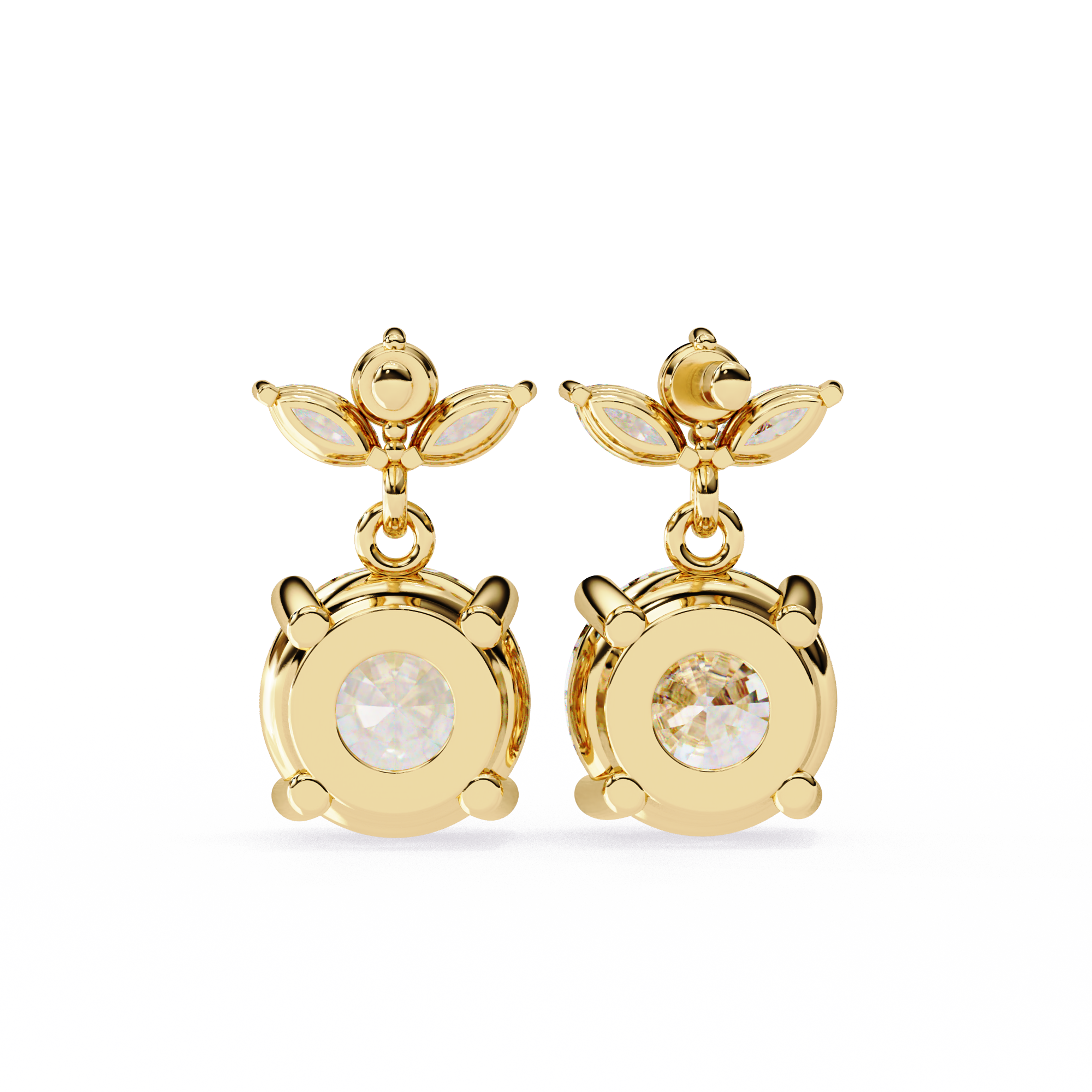 Round and Marquise Accented Lab Grown Diamond Drop Earrings