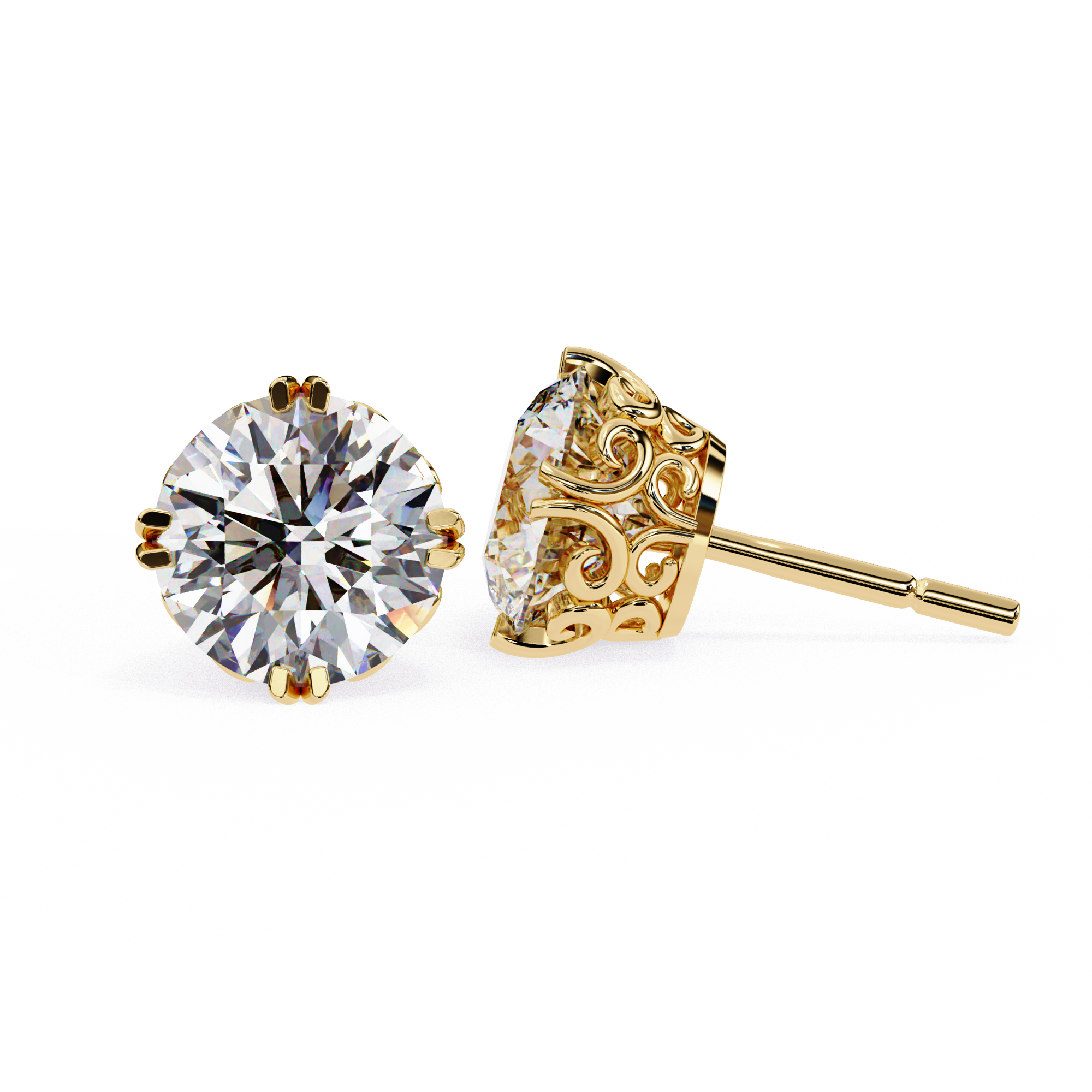 Round Diamond Earrings