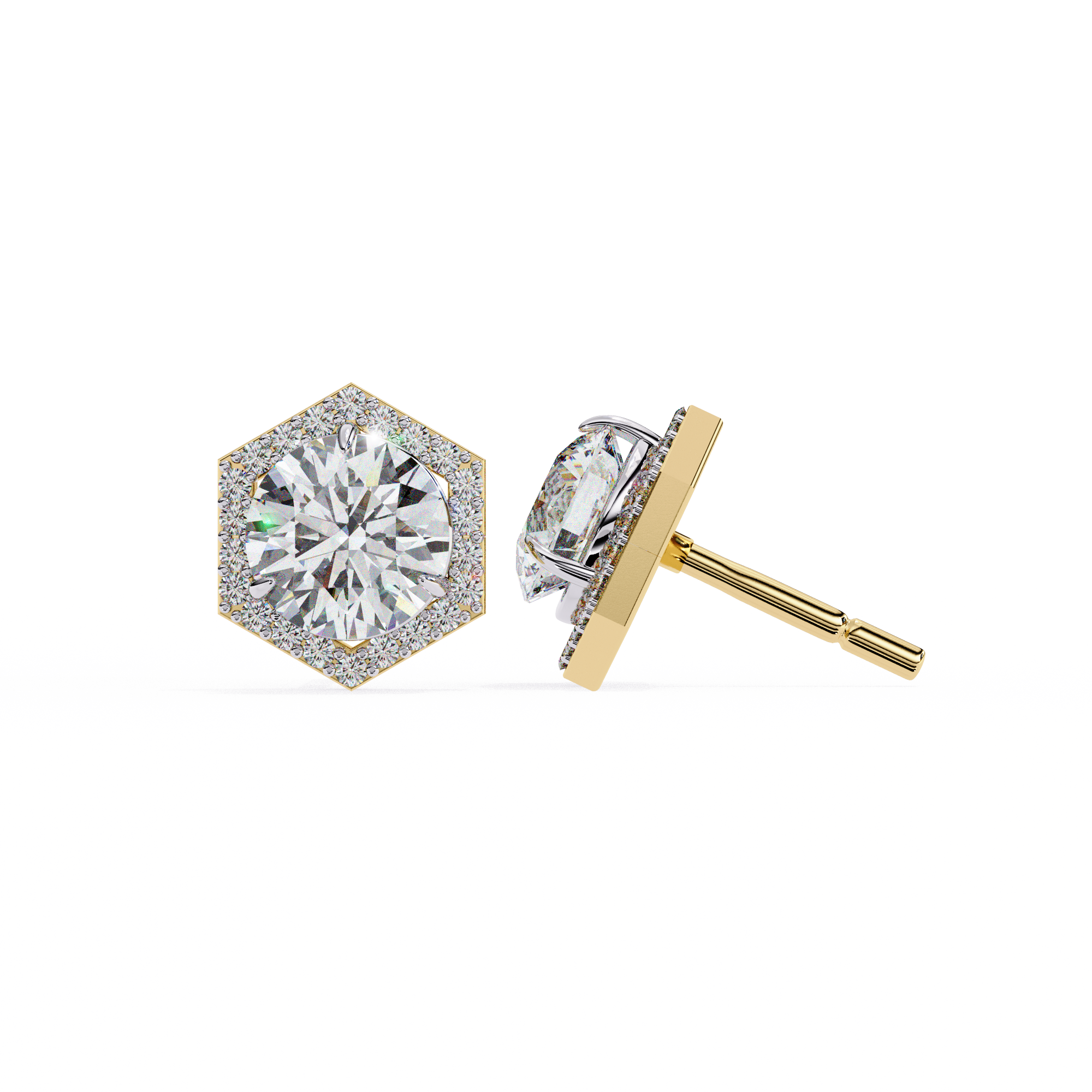 Hexa Glow Round Diamond Earrings
