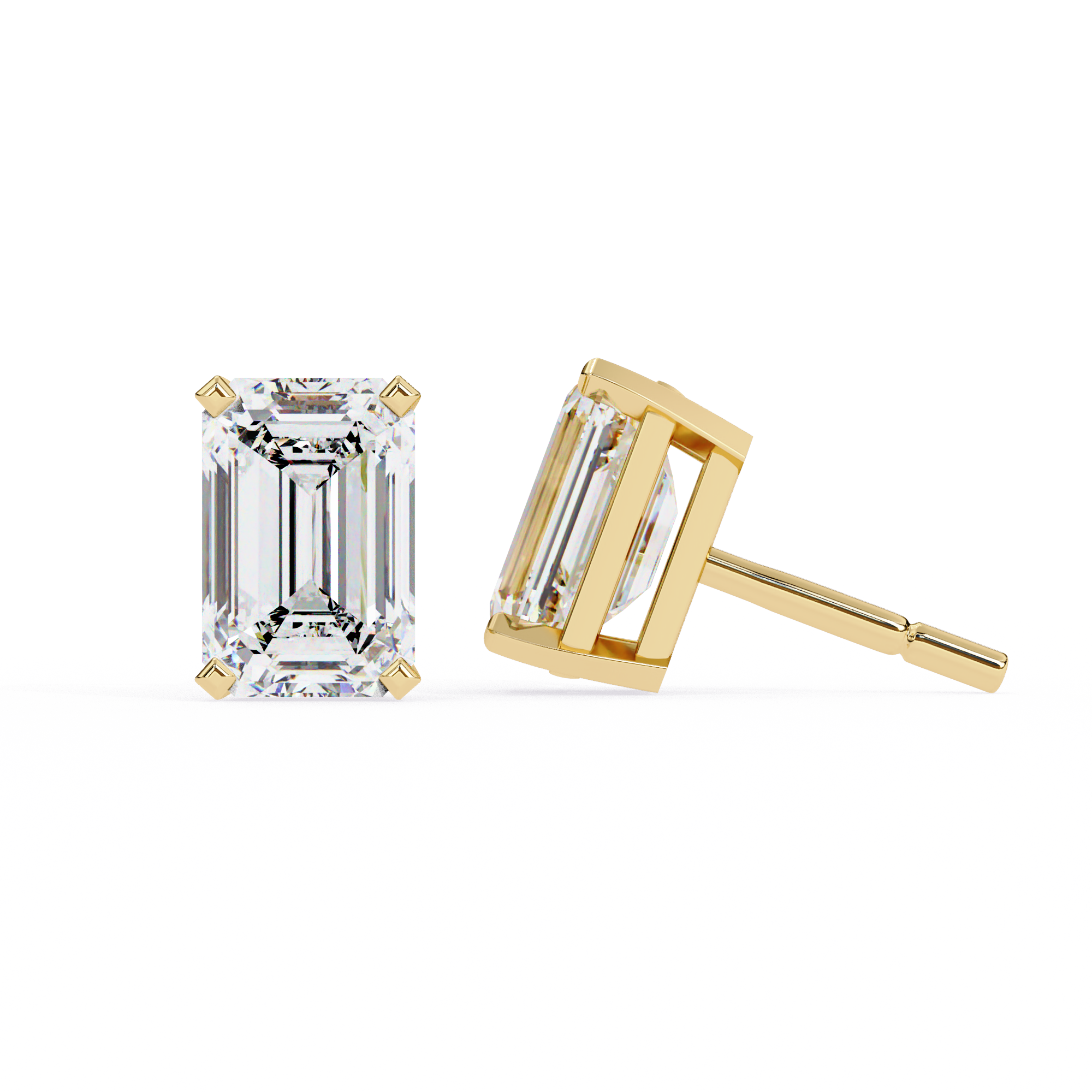 Emerald Cut Lab Diamond Solitaire Studs