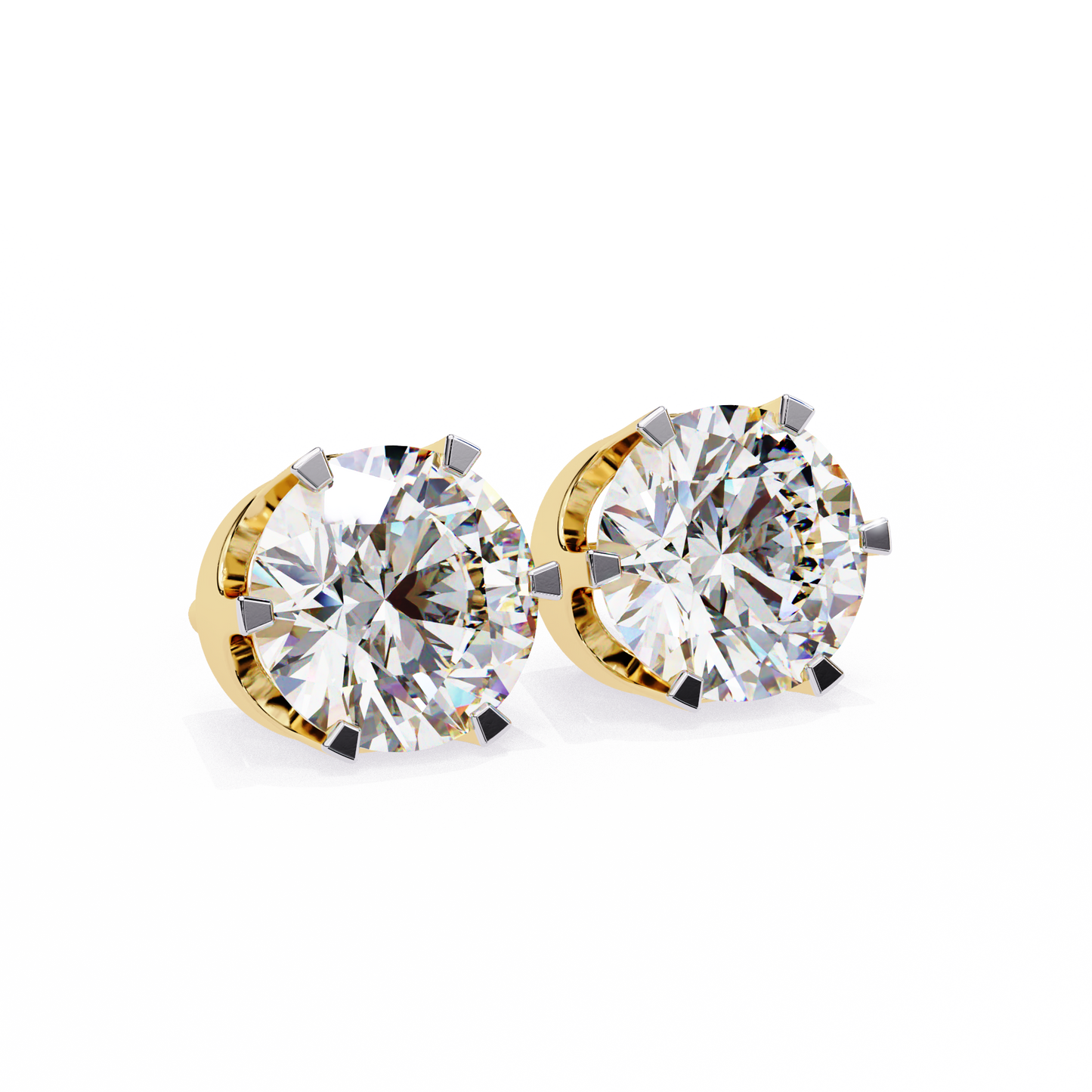 Solitaire Earring Studs Round Stone