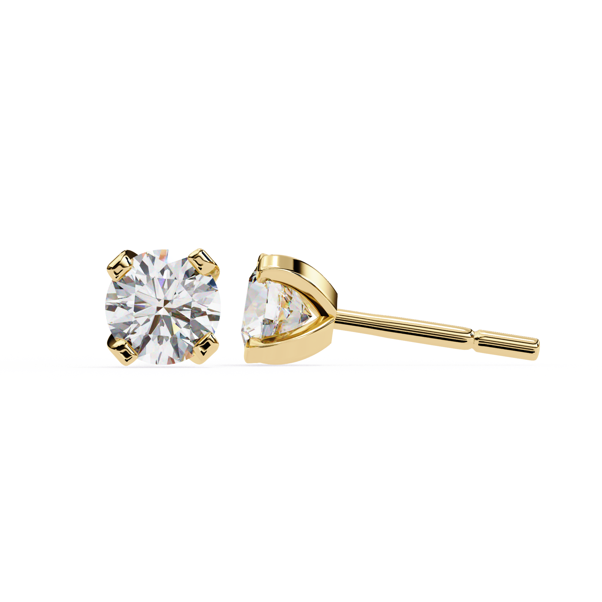 Round Cut Diamond 4 Prong Stud Earrings