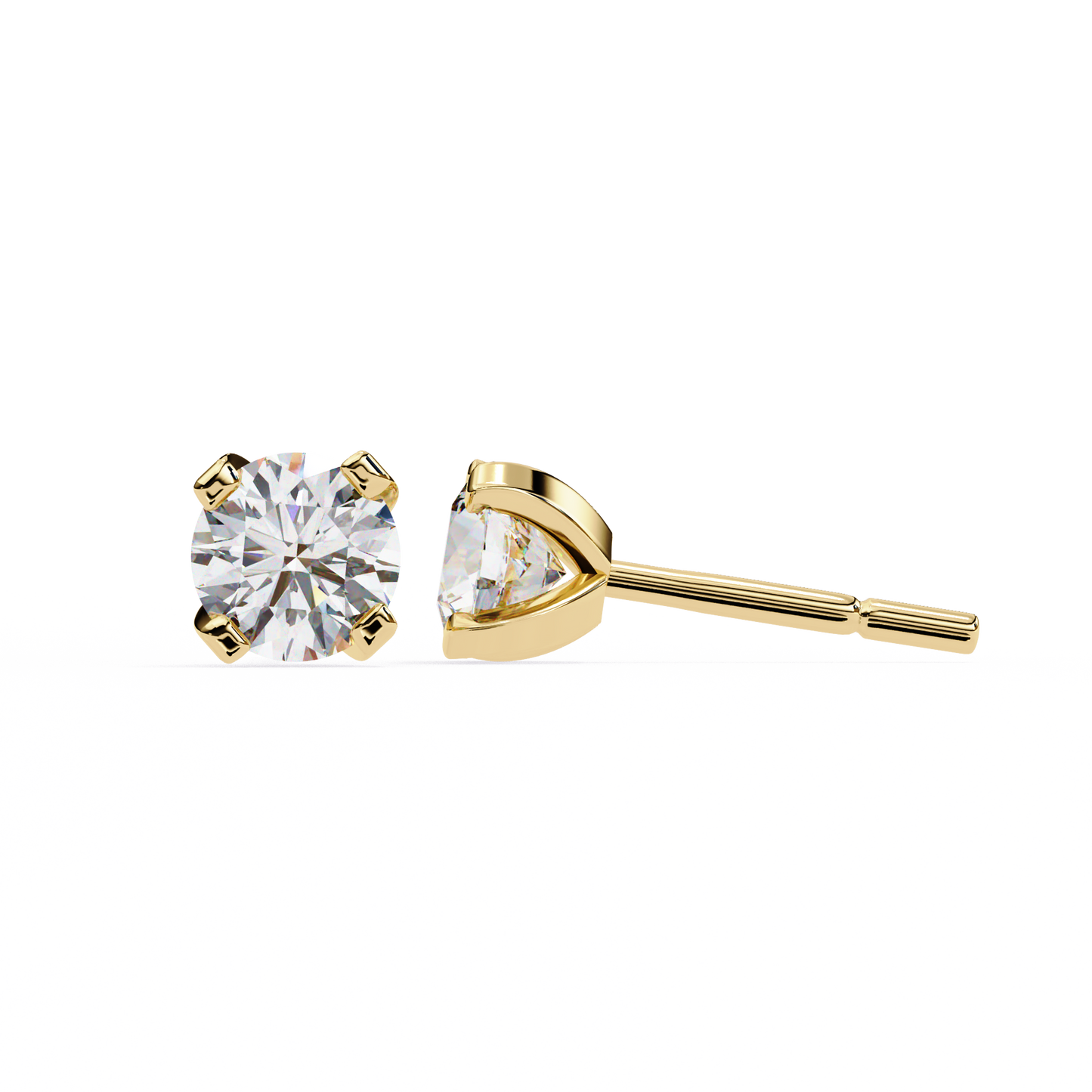 Round Cut Diamond 4 Prong Stud Earrings