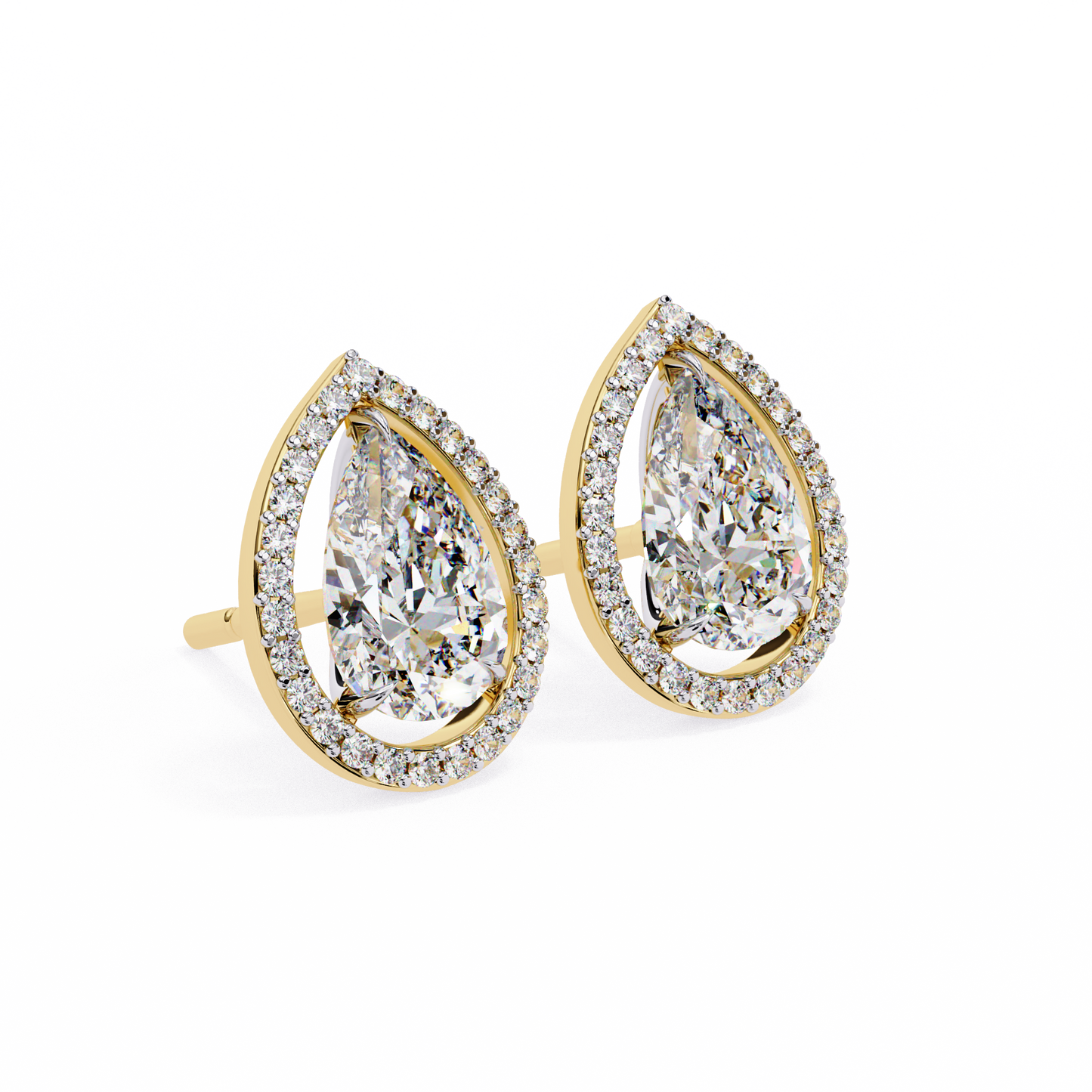Pear Lab Grown Diamond Halo Stud Earrings