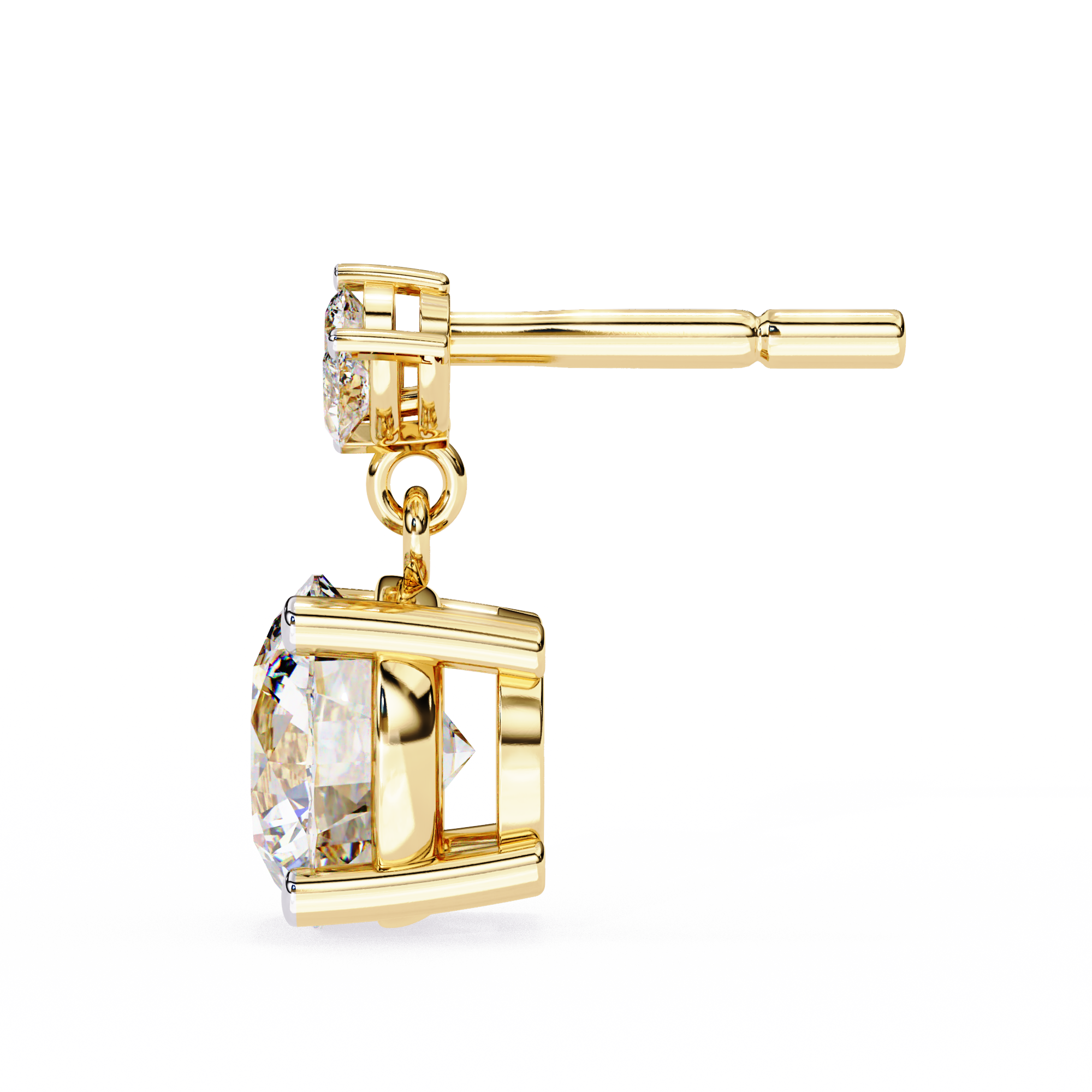 Round and Marquise Accented Lab Grown Diamond Drop Earrings