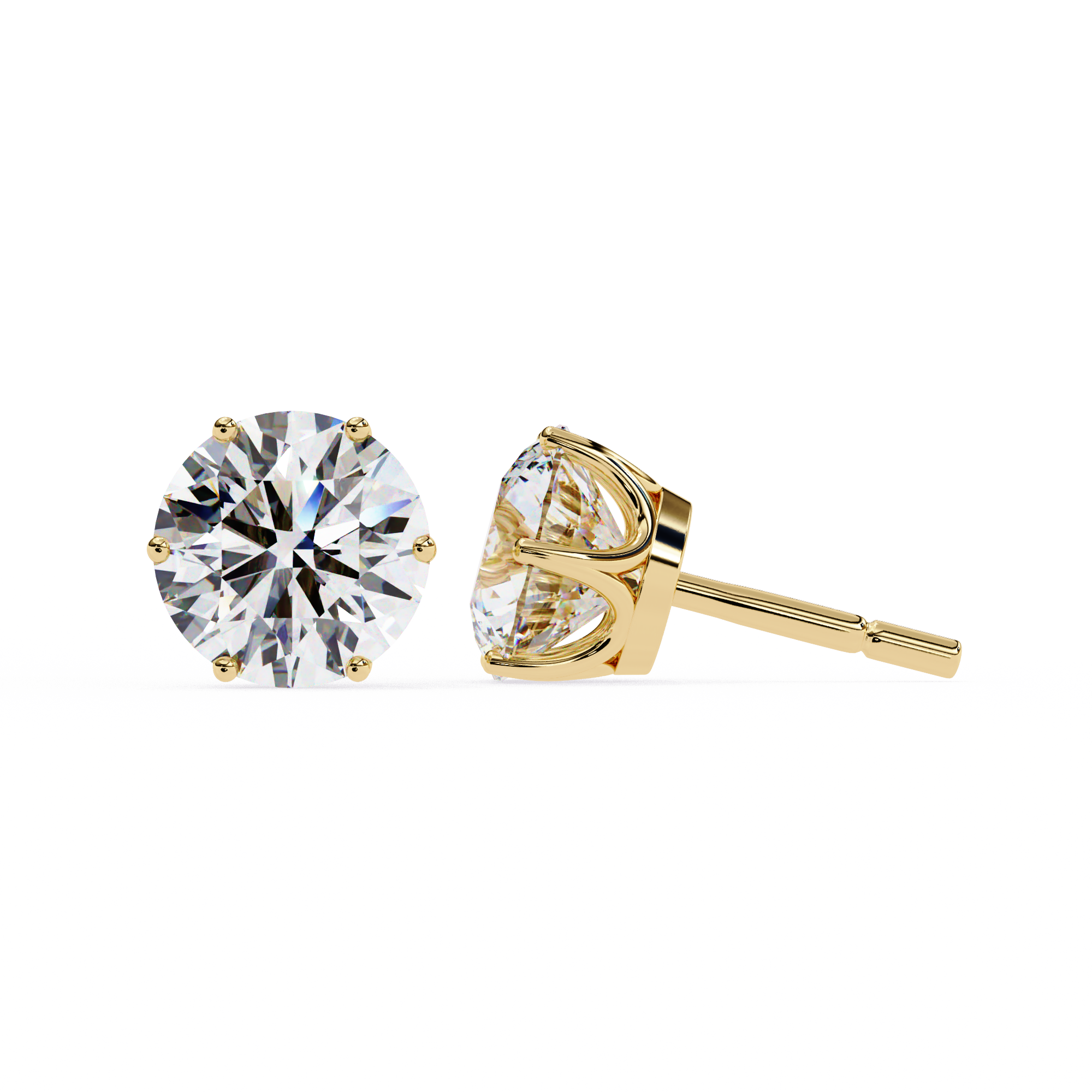 Classic Six Claw Diamond Stud Earrings