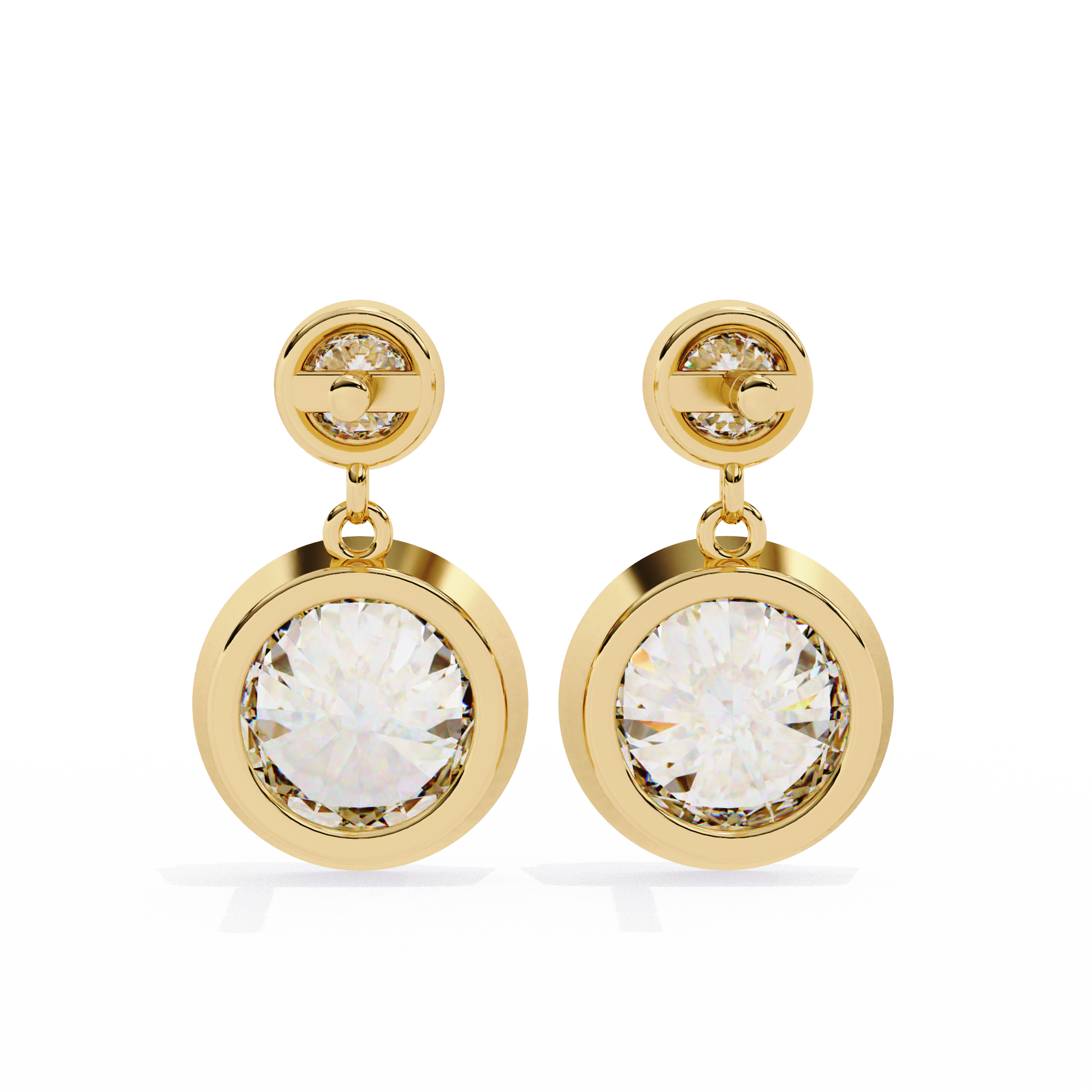 Round Bezel Set Dangle & Drop Earrings
