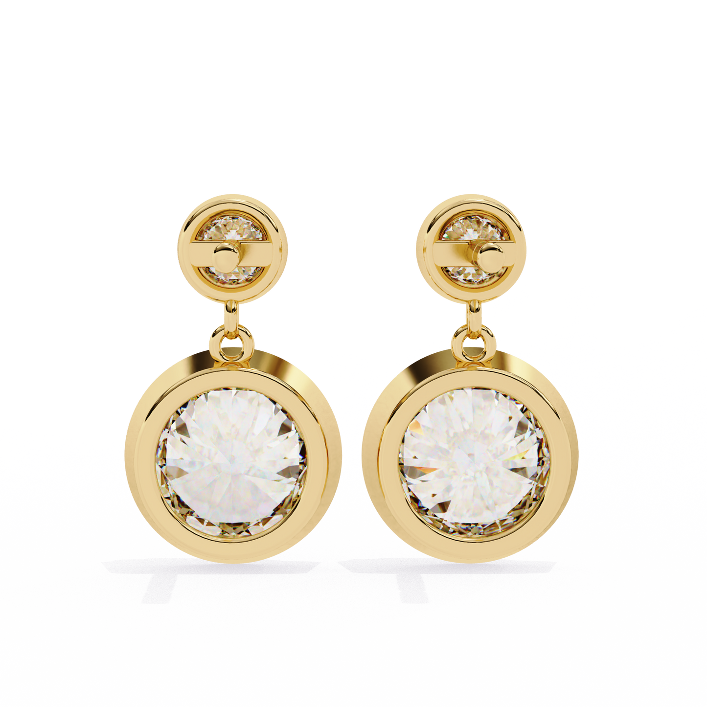 Round Bezel Set Dangle & Drop Earrings
