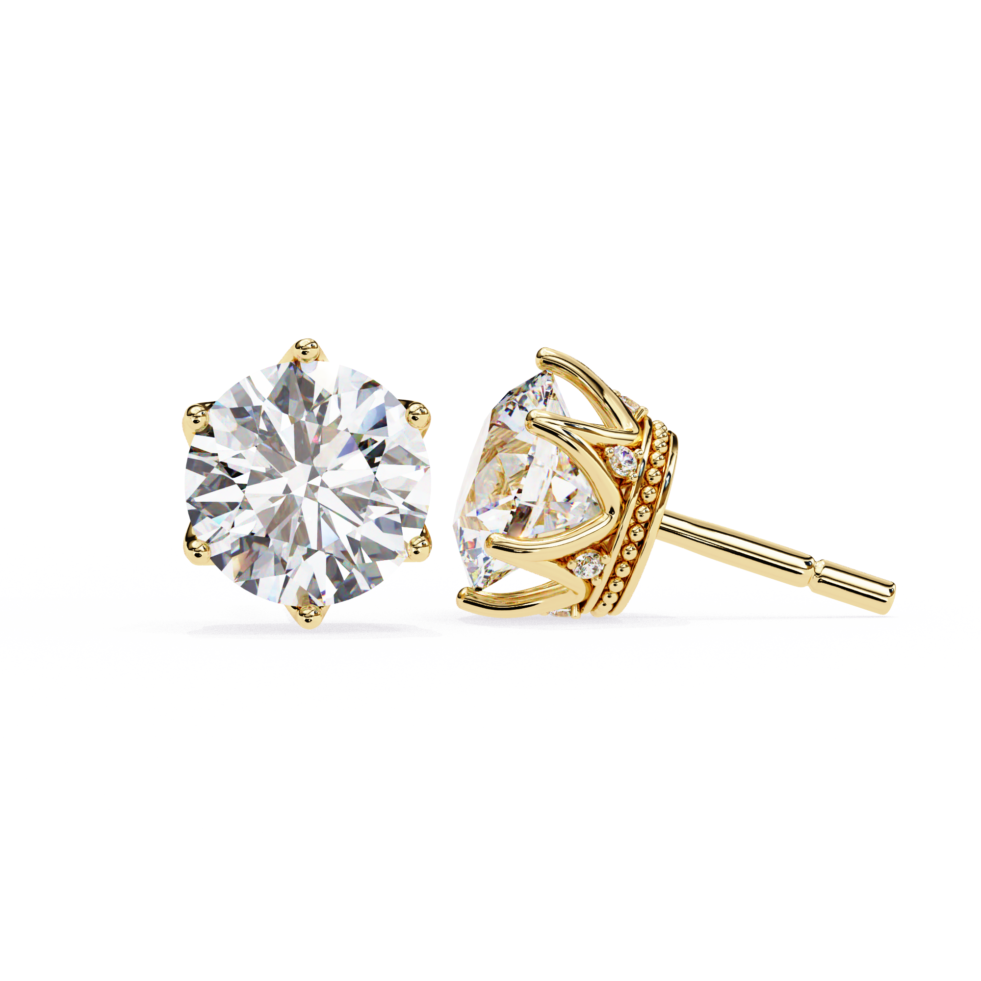 6 PRONG ROUND DIAMOND STUD EARRING