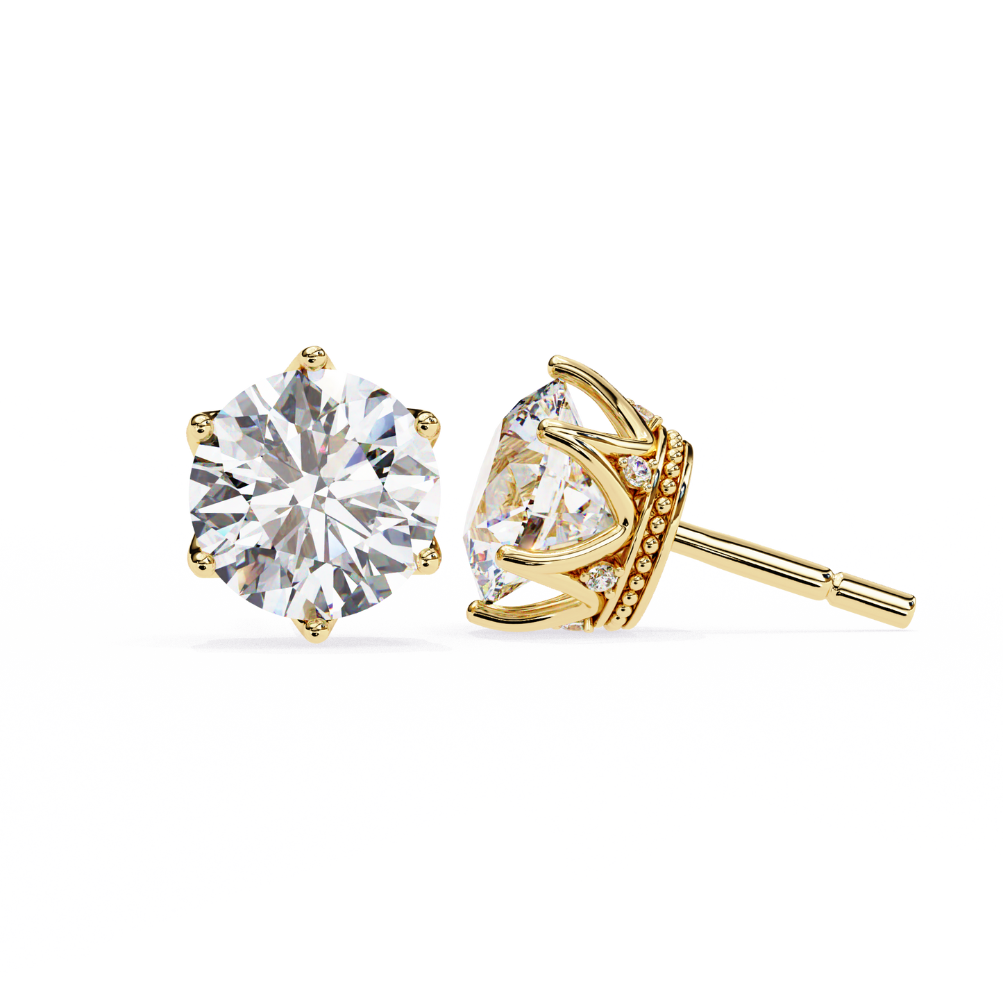 6 PRONG ROUND DIAMOND STUD EARRING