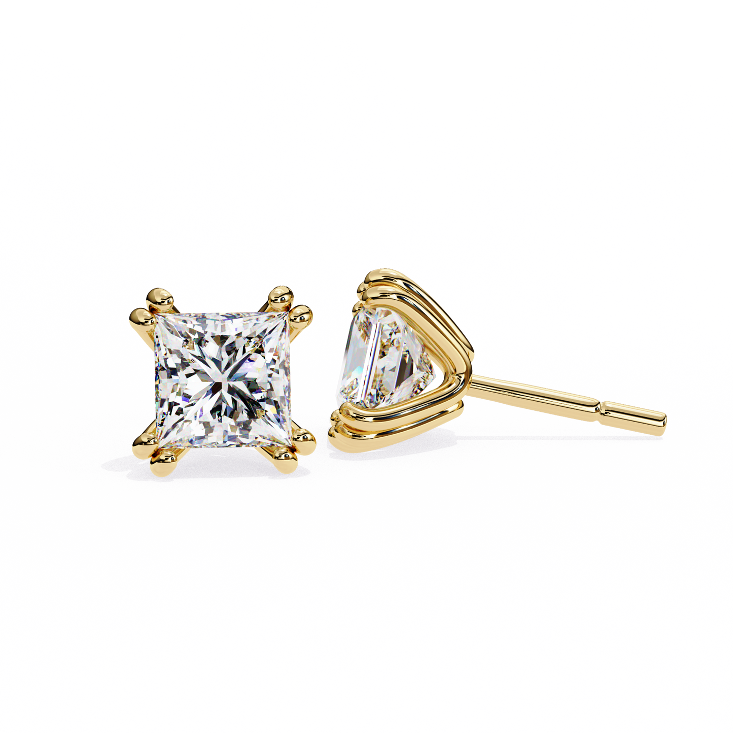 Princess Cut Lab Grown Diamond Stud Earrings