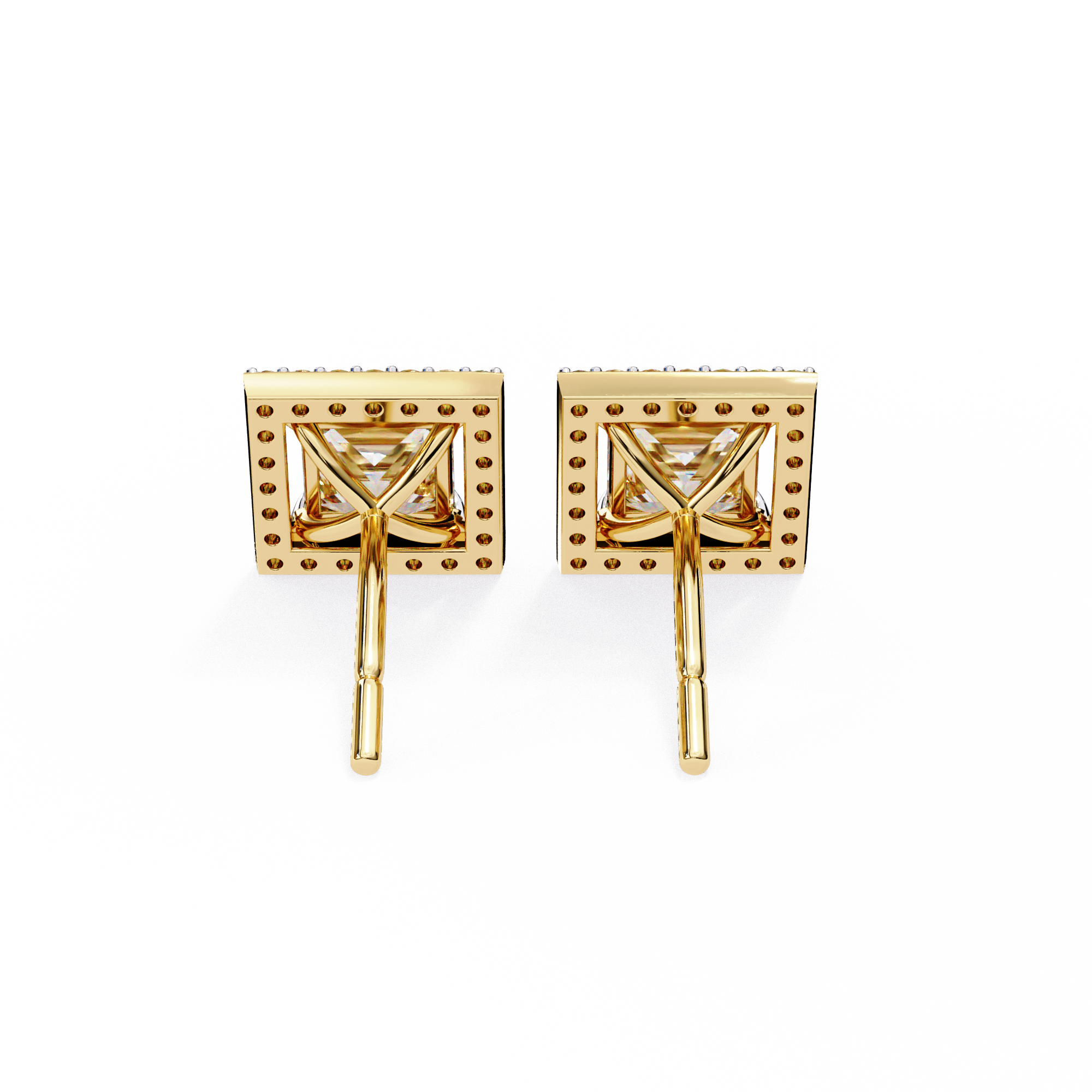 Allure Princess Halo Diamond Earrings Stud